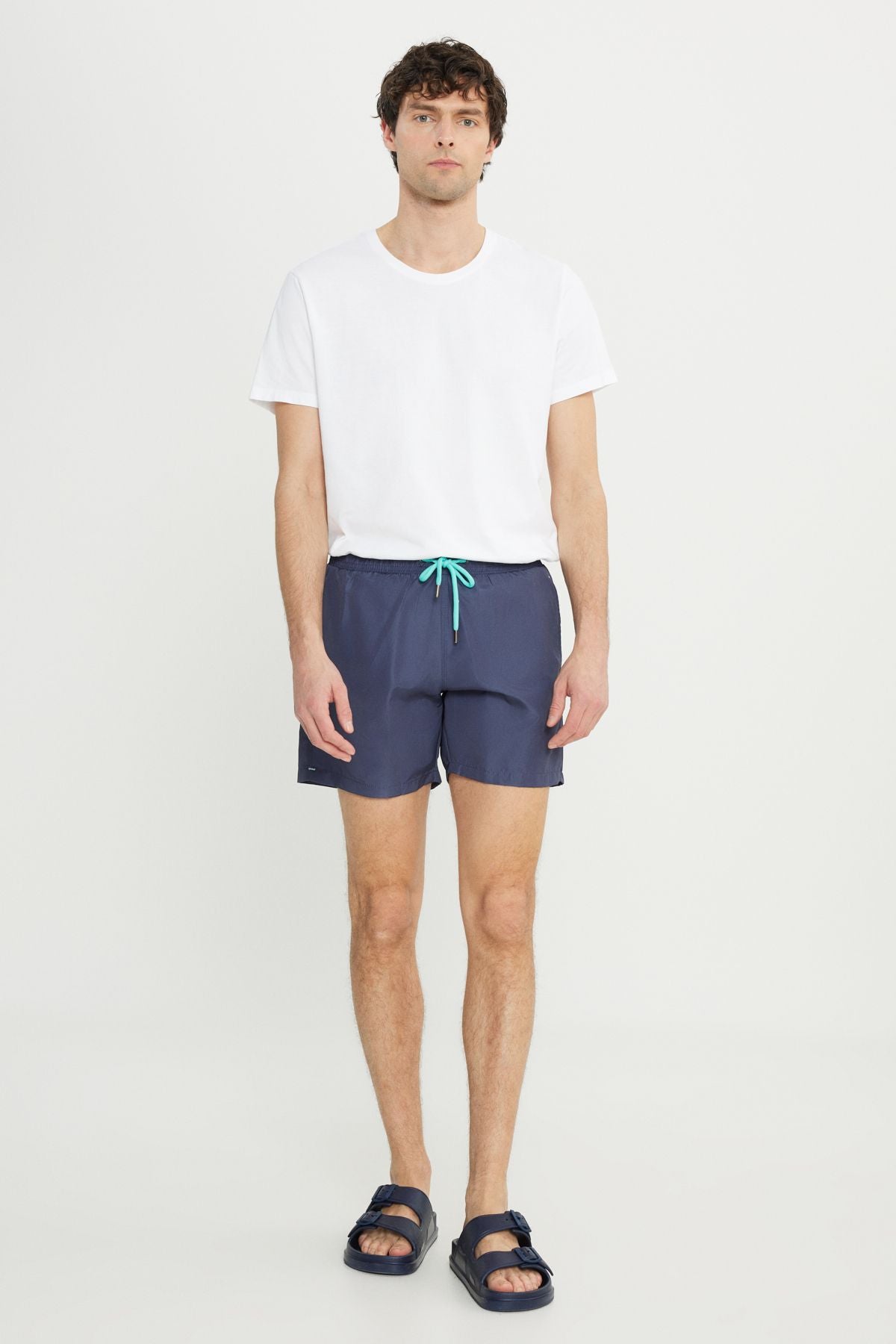 Men's Navy Blue Standard Fit Normal Cutting Fast Edge Side Patterned Sea Short Ma from Swimce