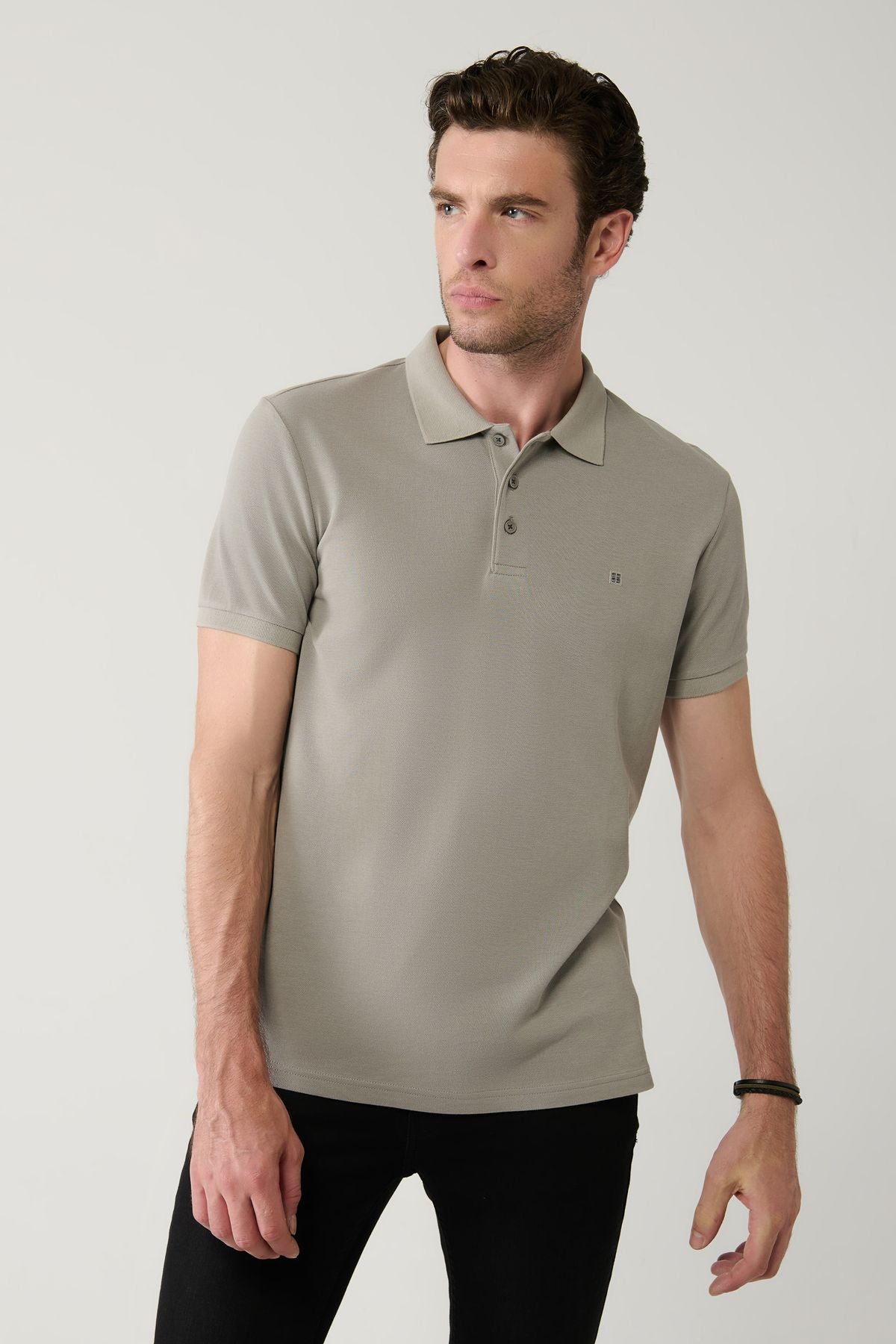 Men's Stone 100 %Cotton Cool Polo Yaka T-Shirt E001004