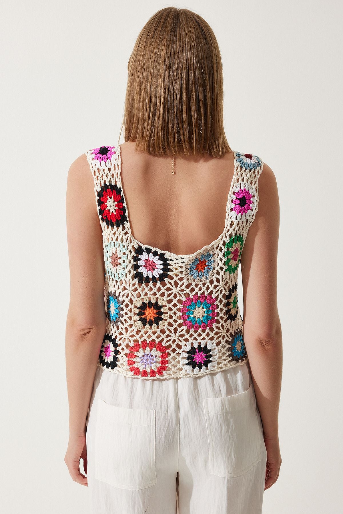 Women's Cream Open Crop Triko Blouse TP00040