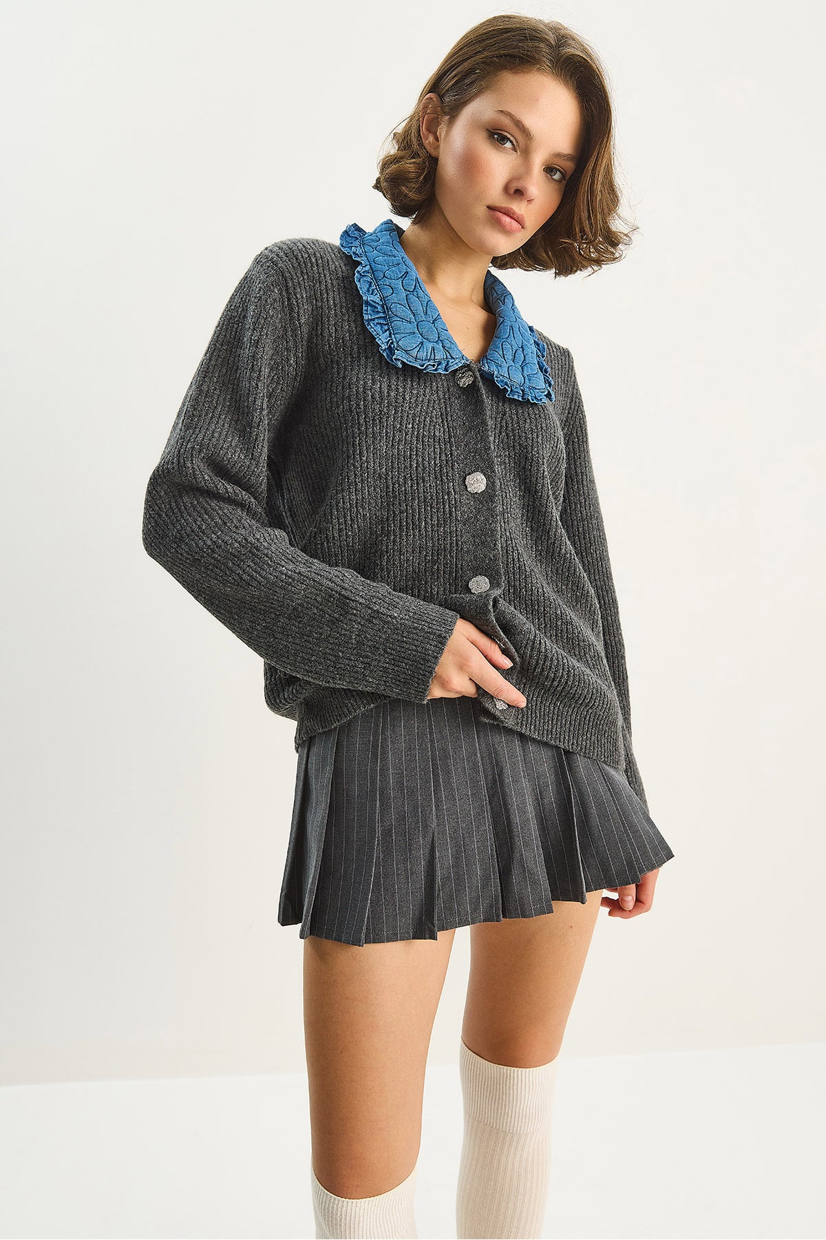 Women's Collar Detailed Knitwear Cardigan TH241105 60283692