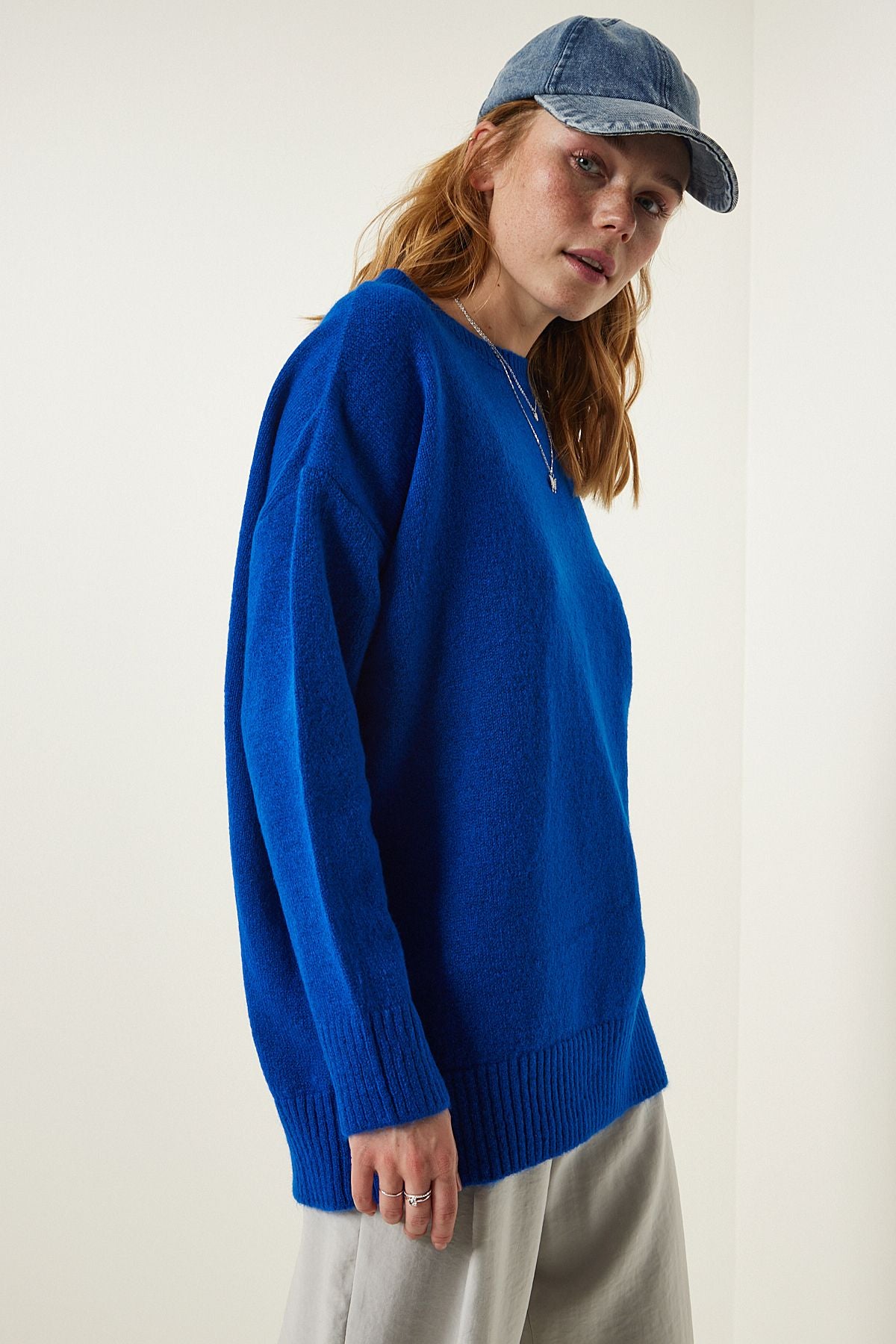 Dark Blue Oversize Knitwear sweater PN00054