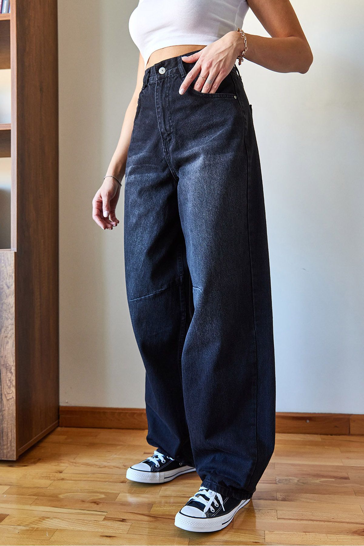 Woman plenty of trotters baggy denim pants 388 60351104