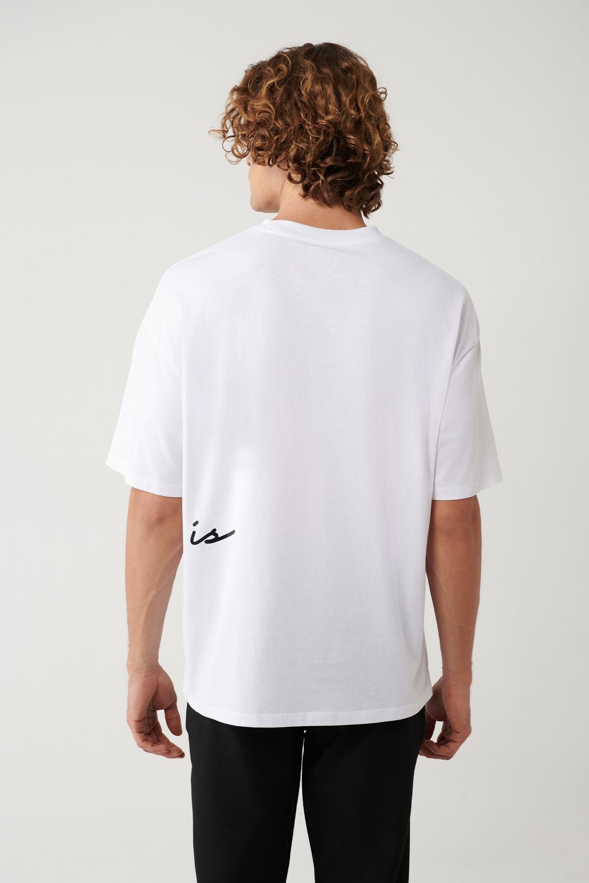 Men's White 100 %Cotton Bicycle Collar Printed T-Shirt A41y1038