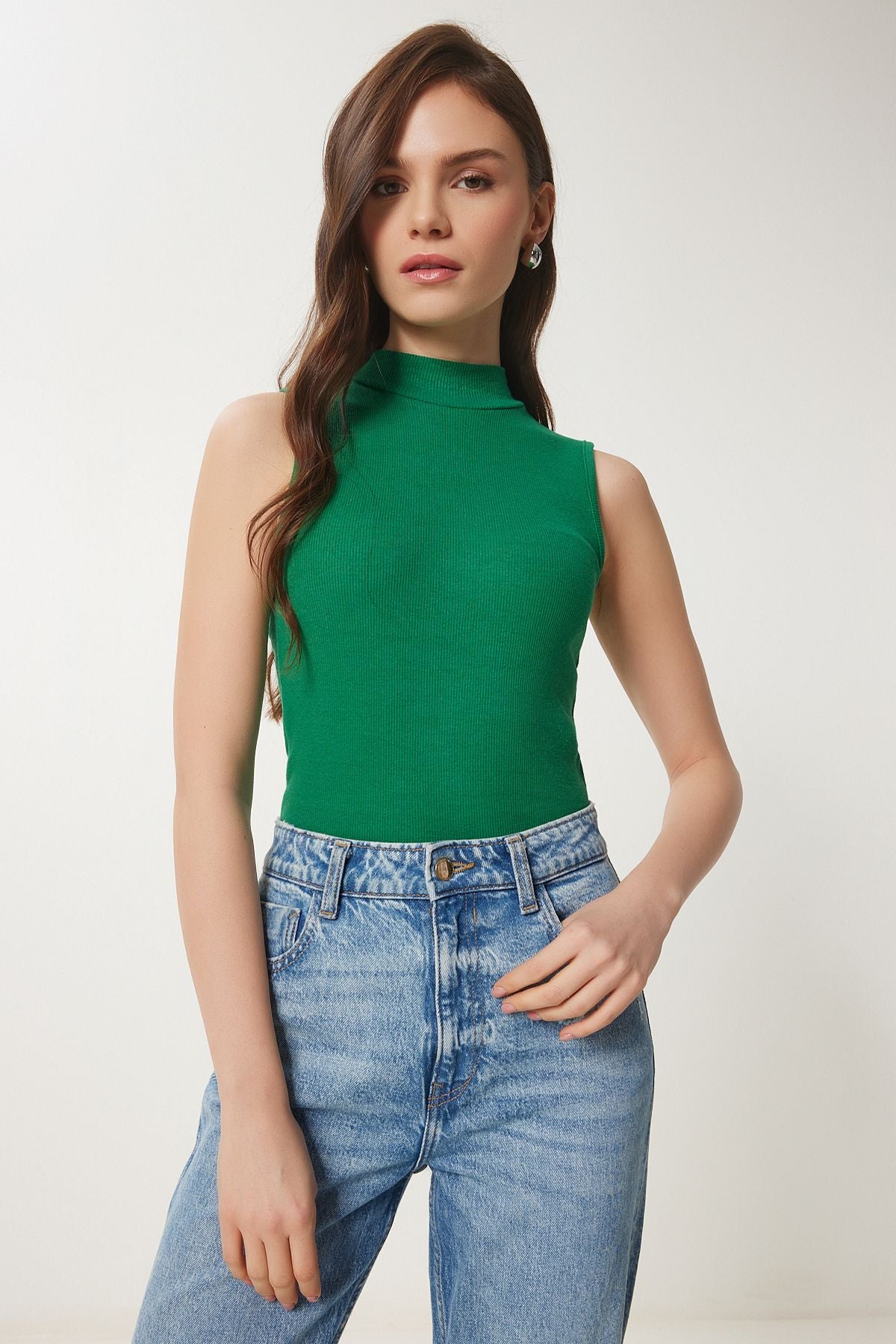 Female Green Turtle Cotton Knitting Blouse GT00004