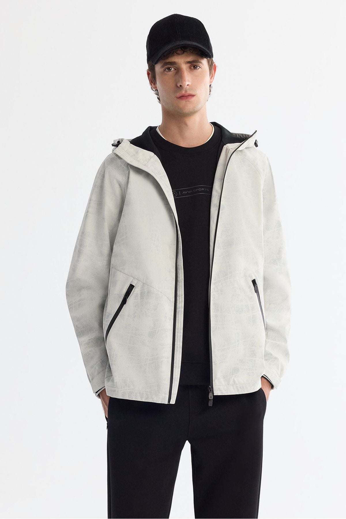 Men's white hooded windproofing Mont A42y6152