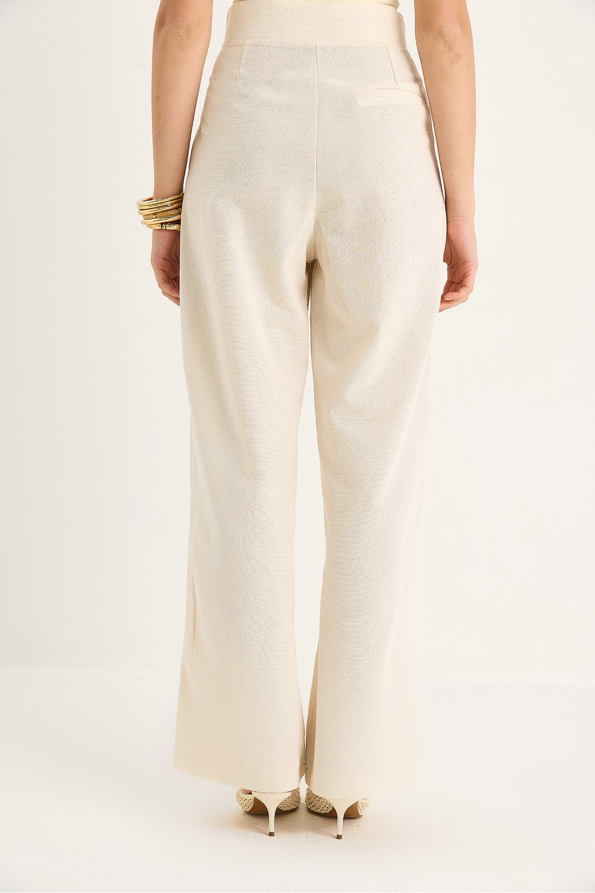 Women's Velcro Pocket Detailed Linen Palazzo Trousers 3877 60281098