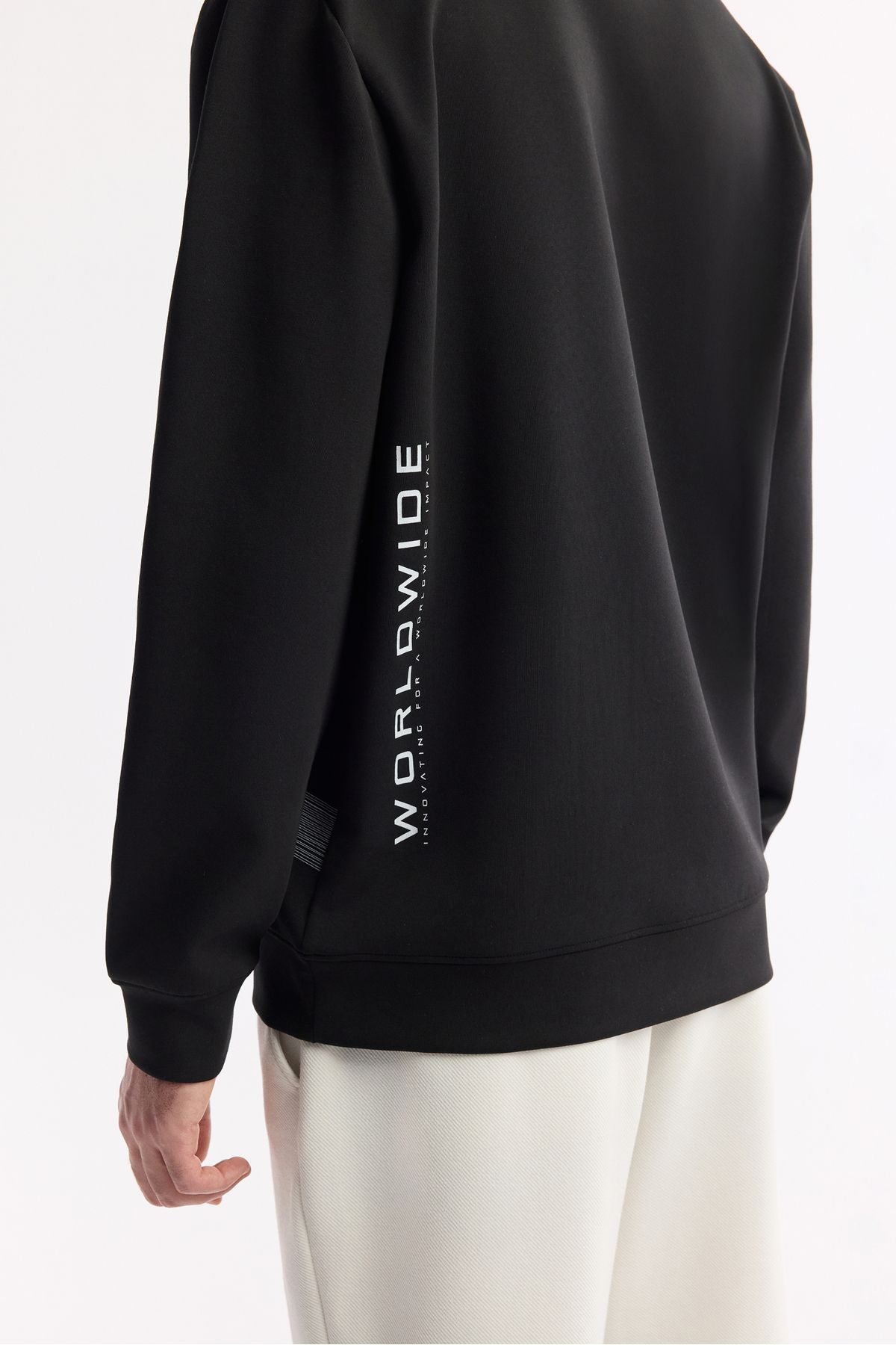 Men's black bike collar printed interlok sweatshirt A51y1221