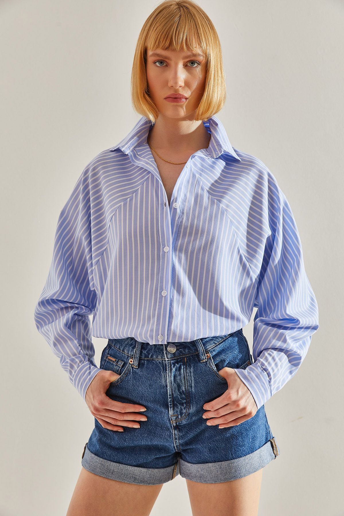 WOMEN'S striped bat sleeve oversize shirt 60251247