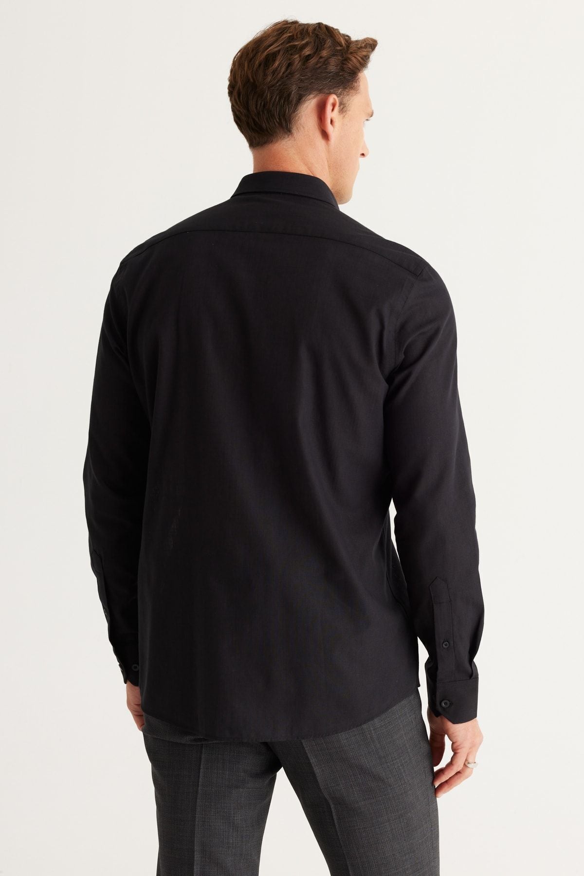 Men's black 100 %cotton breathing fabric pennant oxford slim fit button collar shirt