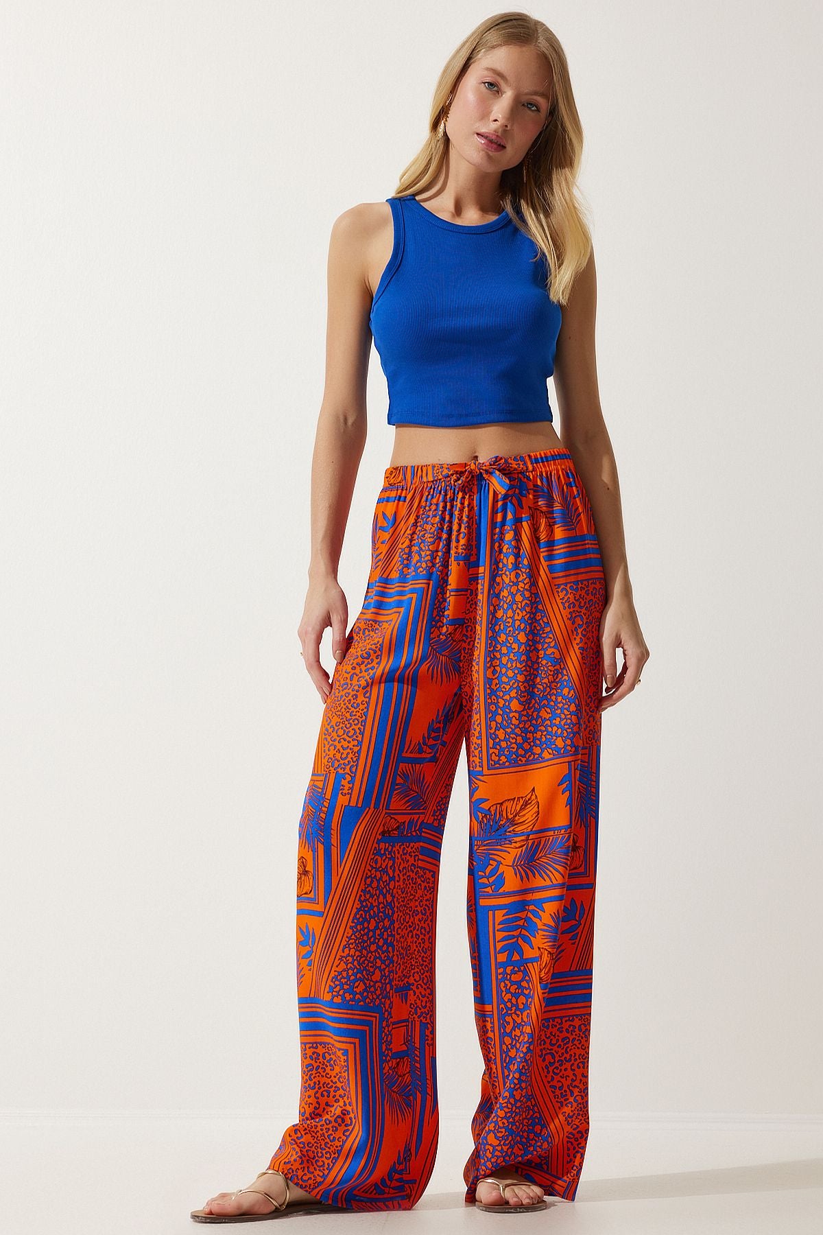 Female Oranj Patterned Visakon Palazzo Pants EN00606