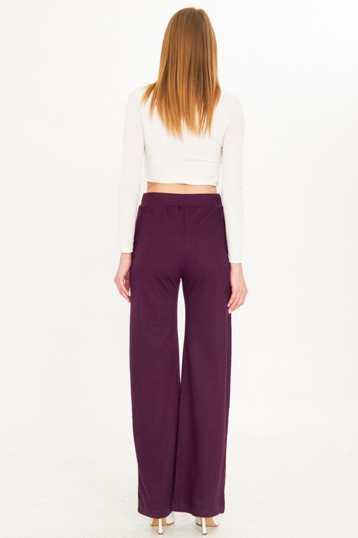 Female purple waist rubber lined stamp trousers Arm-25k001092