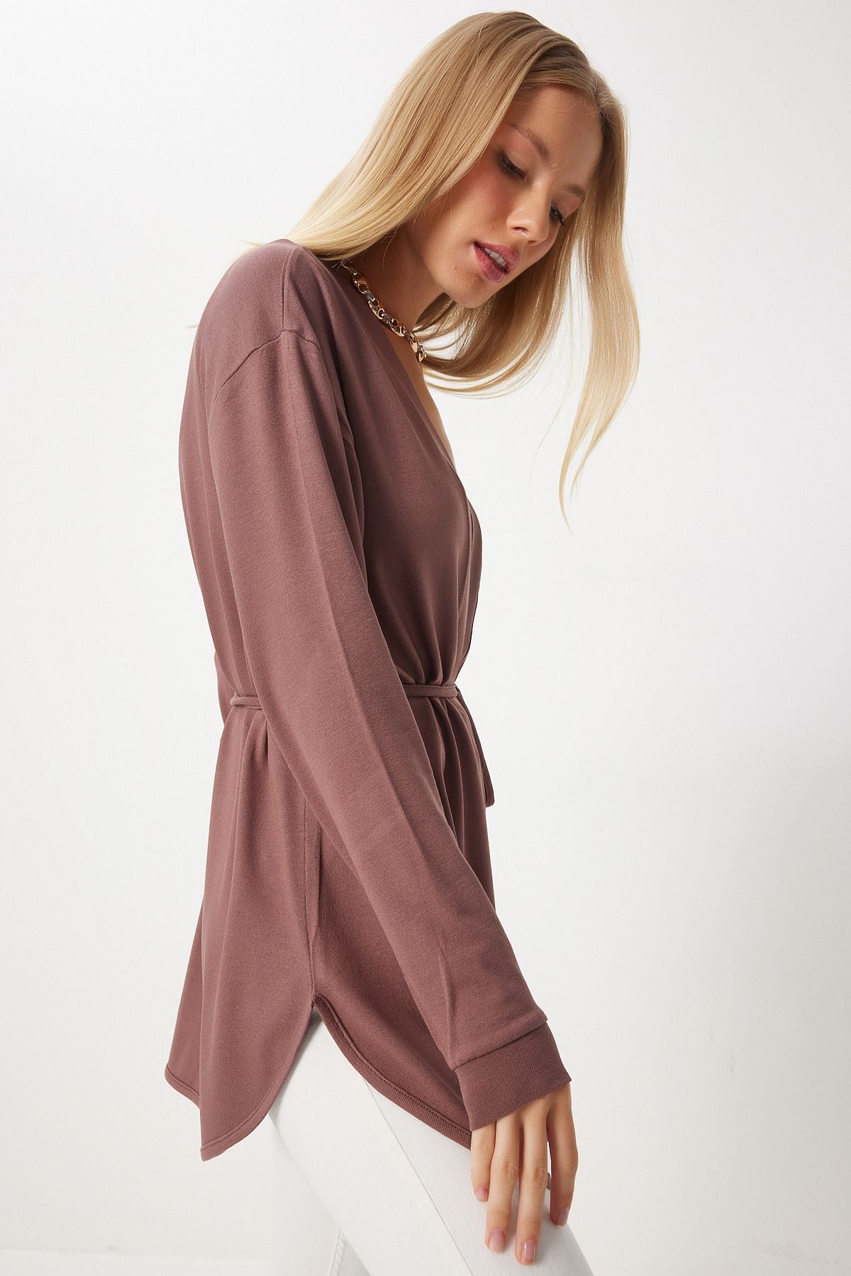 Female mink seasonal knitted knitwear cardigan EN00620