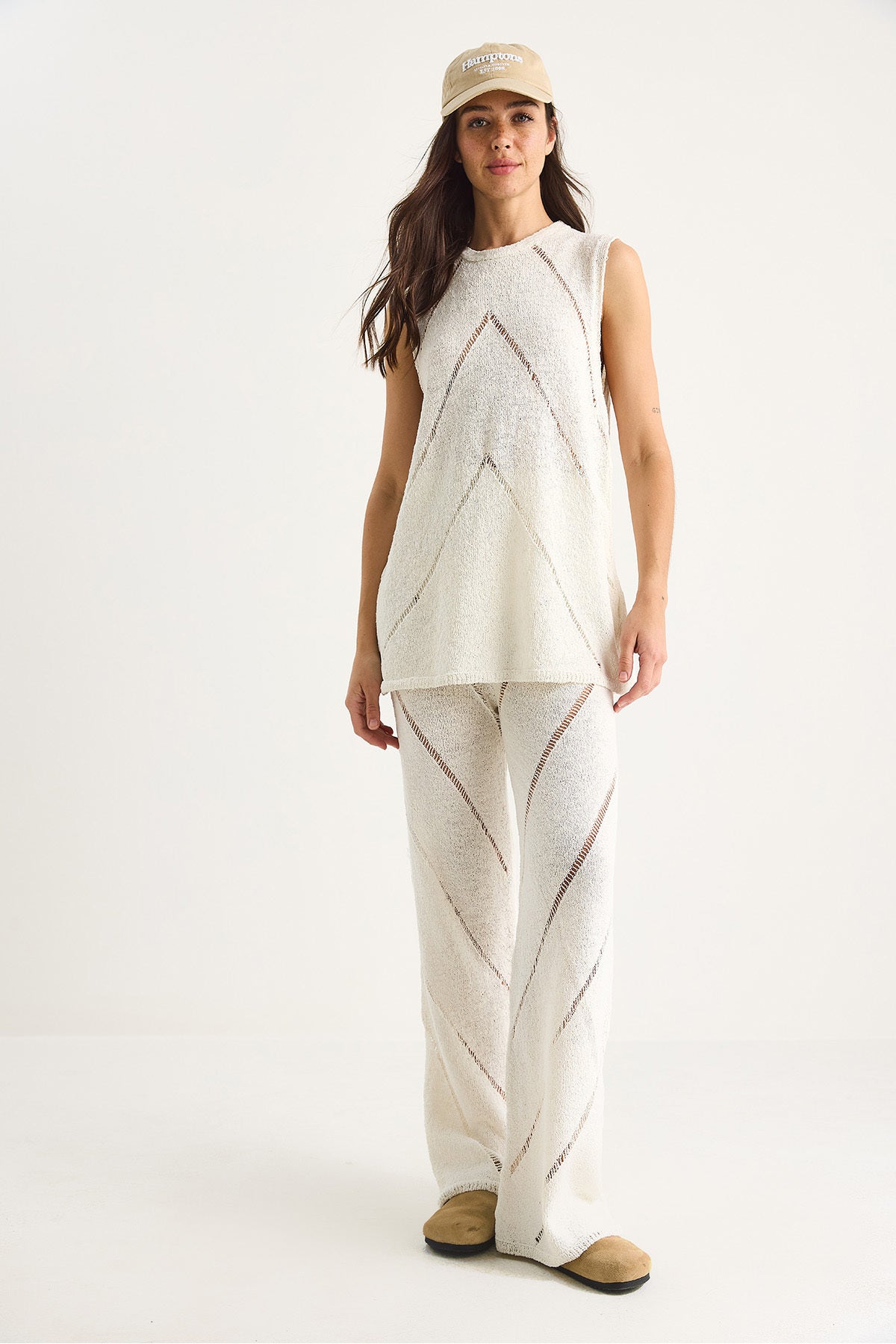 Women's Thick Strap Blouse with Loose Trousers Thin Summer Knitwear Bottom-Top Set 20251013