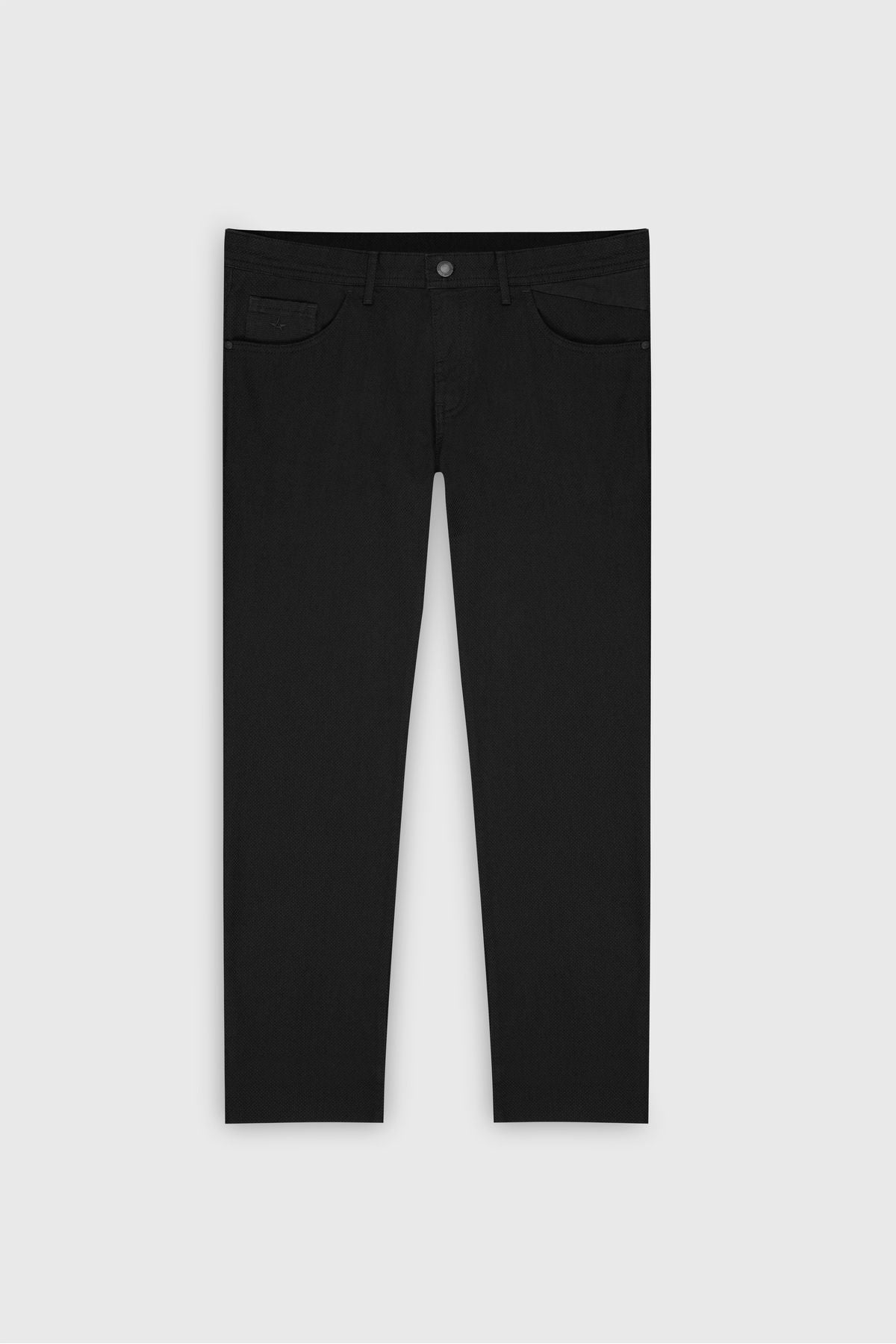 Men's Black Slim Fit Narrow Cutter Cotton Flexible Flestic Amest 5 Pocket Trousers