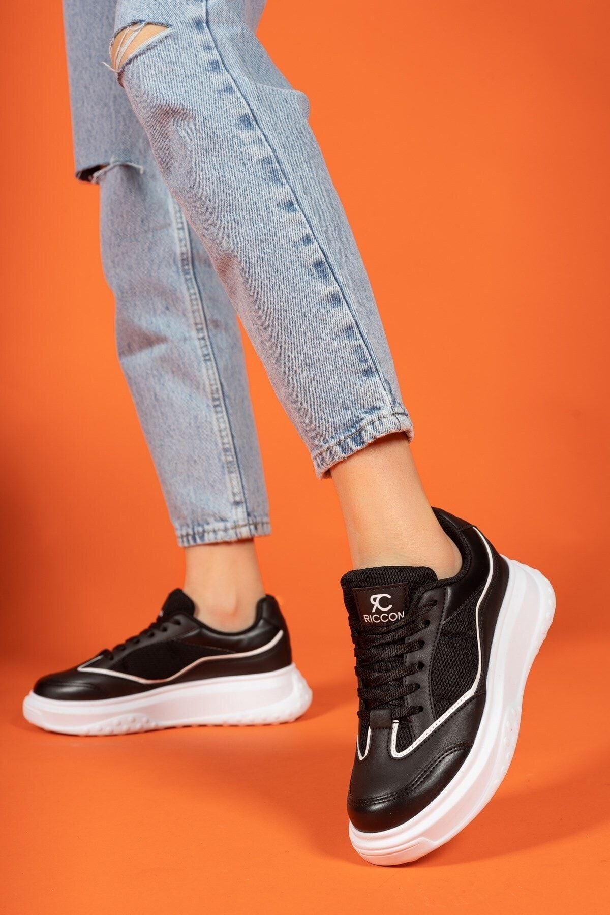 Siyah Beyaz Kadın Sneaker 0012153