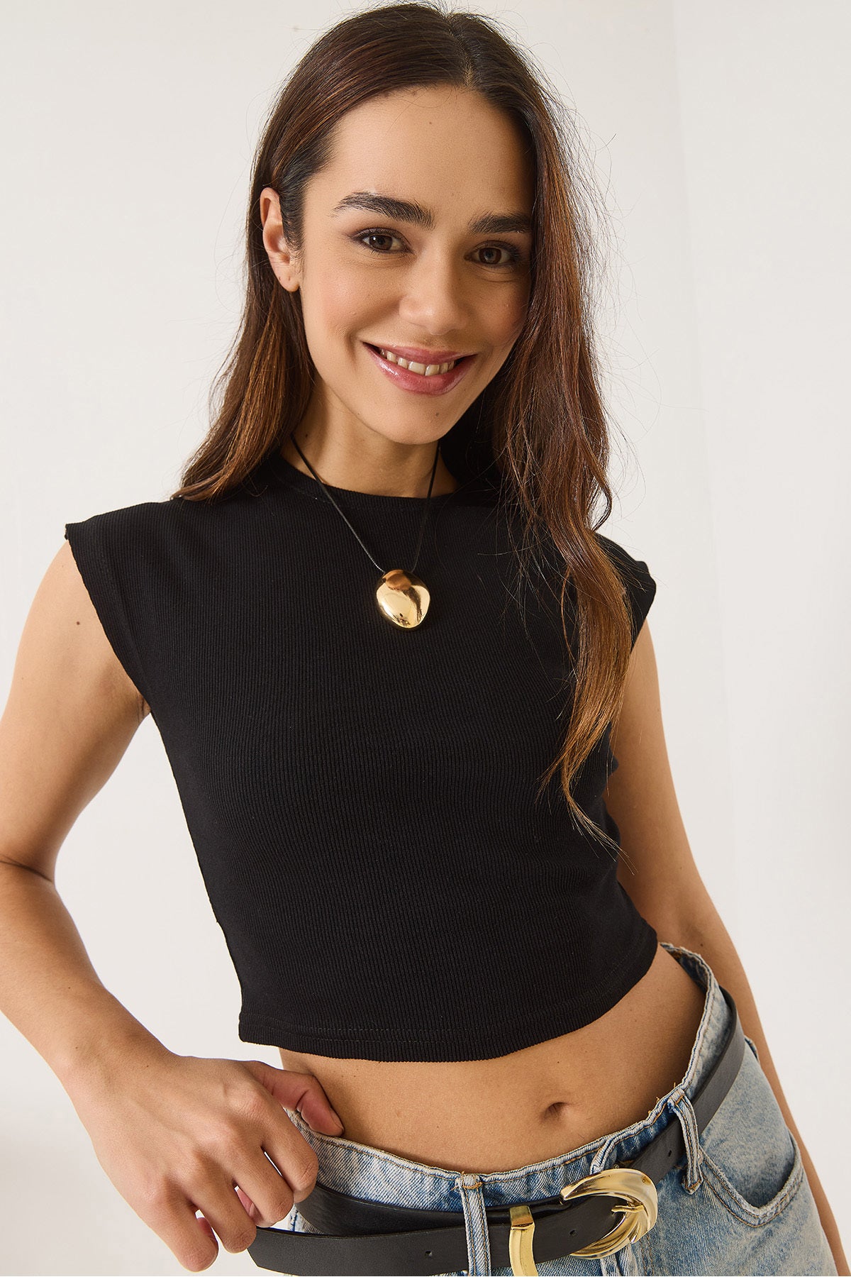 Women's Crew Neck Short Sleeve Basic Camisole Double Crop Top T-Shirt 60602052