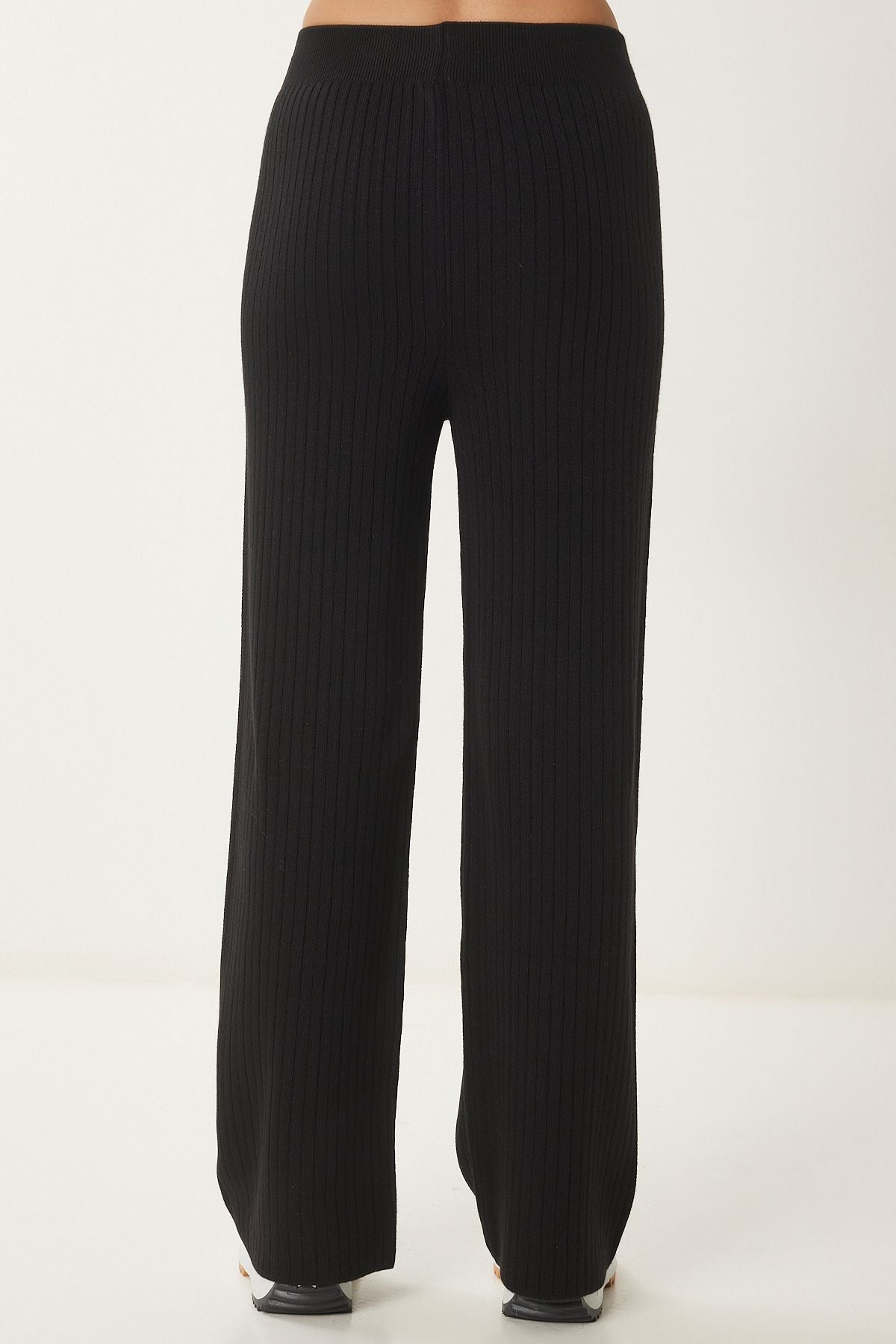 Female black zipper wick knitwear sweater pants set PF00105