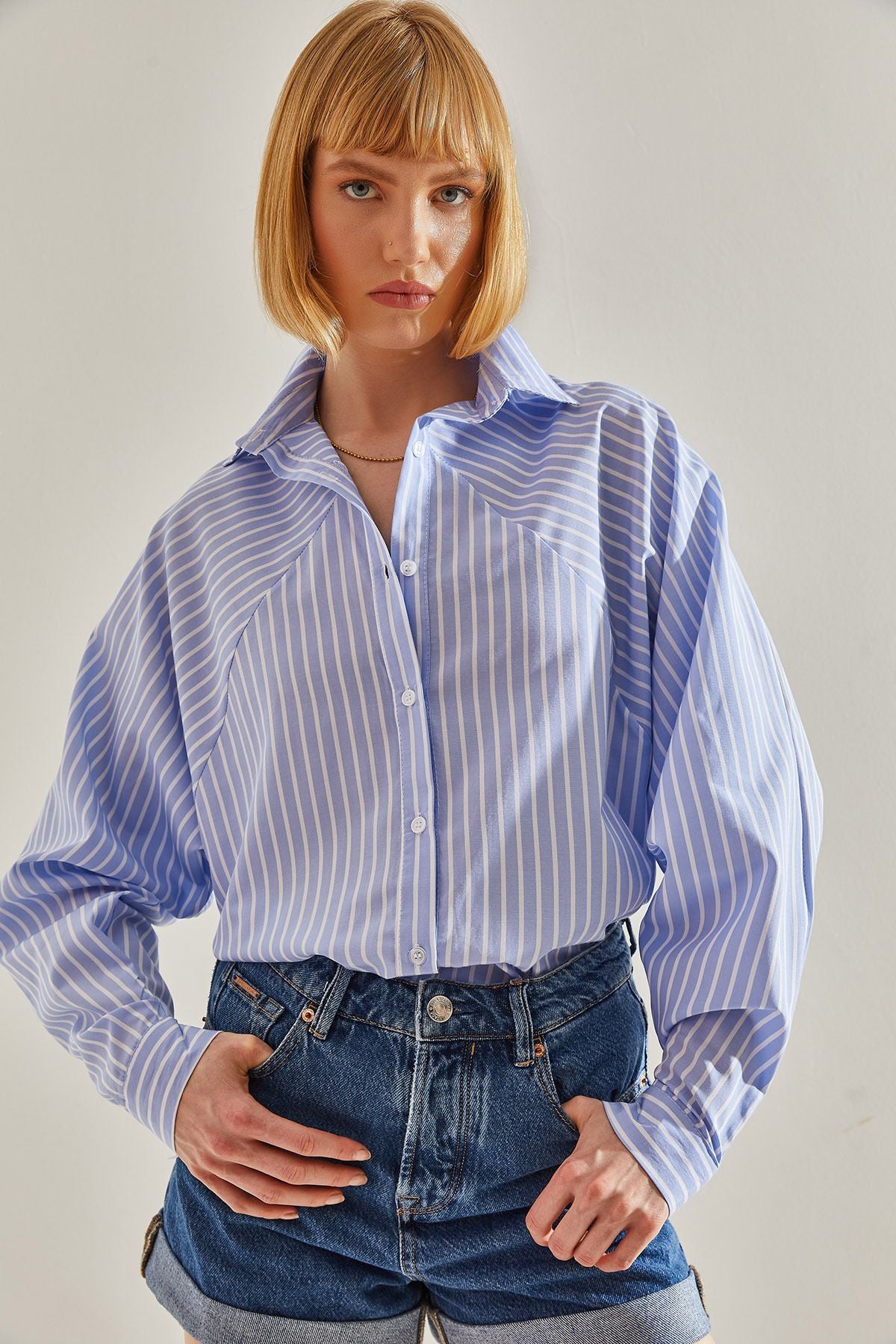 WOMEN'S striped bat sleeve oversize shirt 60251247