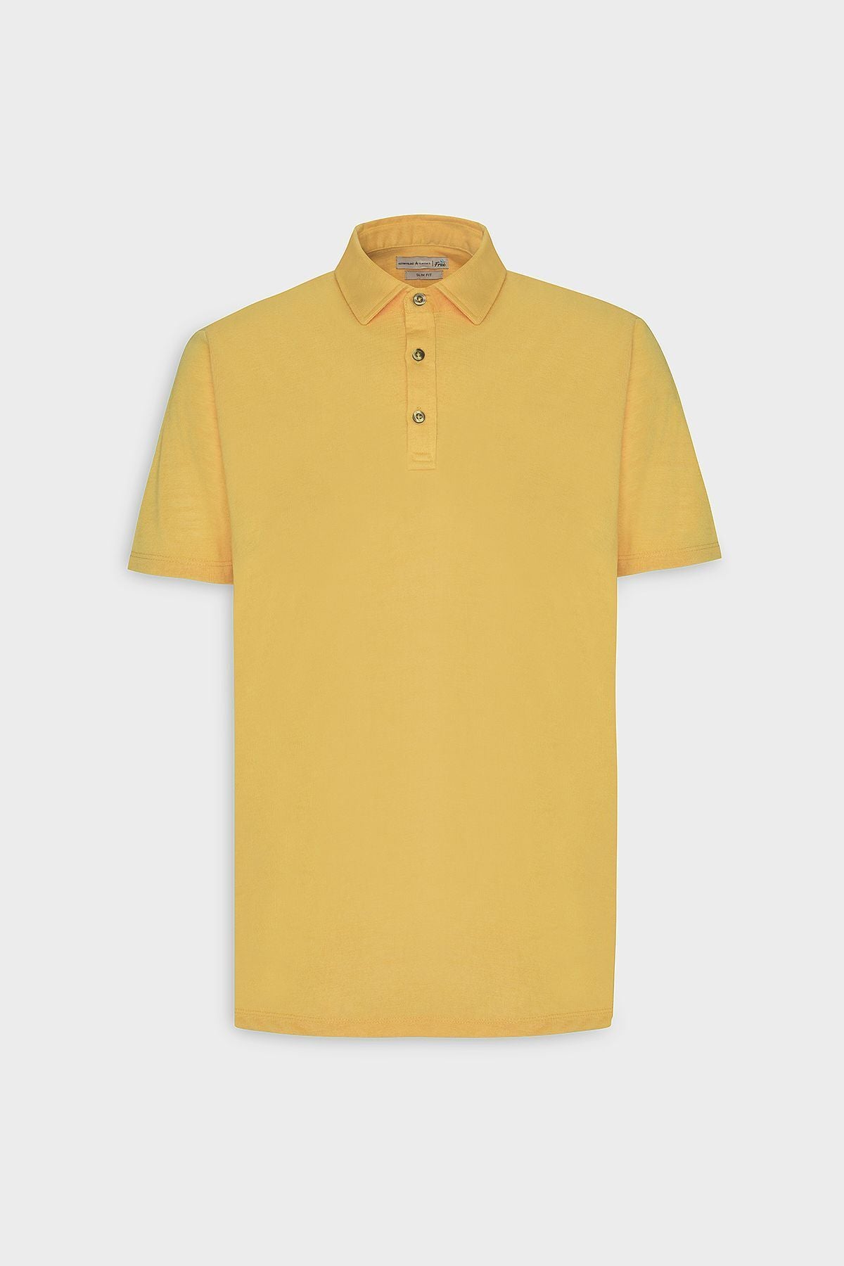 Men's dark yellow slim fit narrow cut polo collar flat casual T -shirt