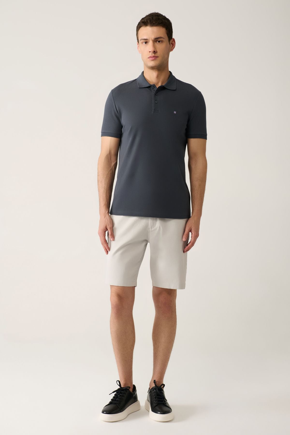 Men's anthracite 100 %cotton cool, Polo Yaka T-shirt E001004