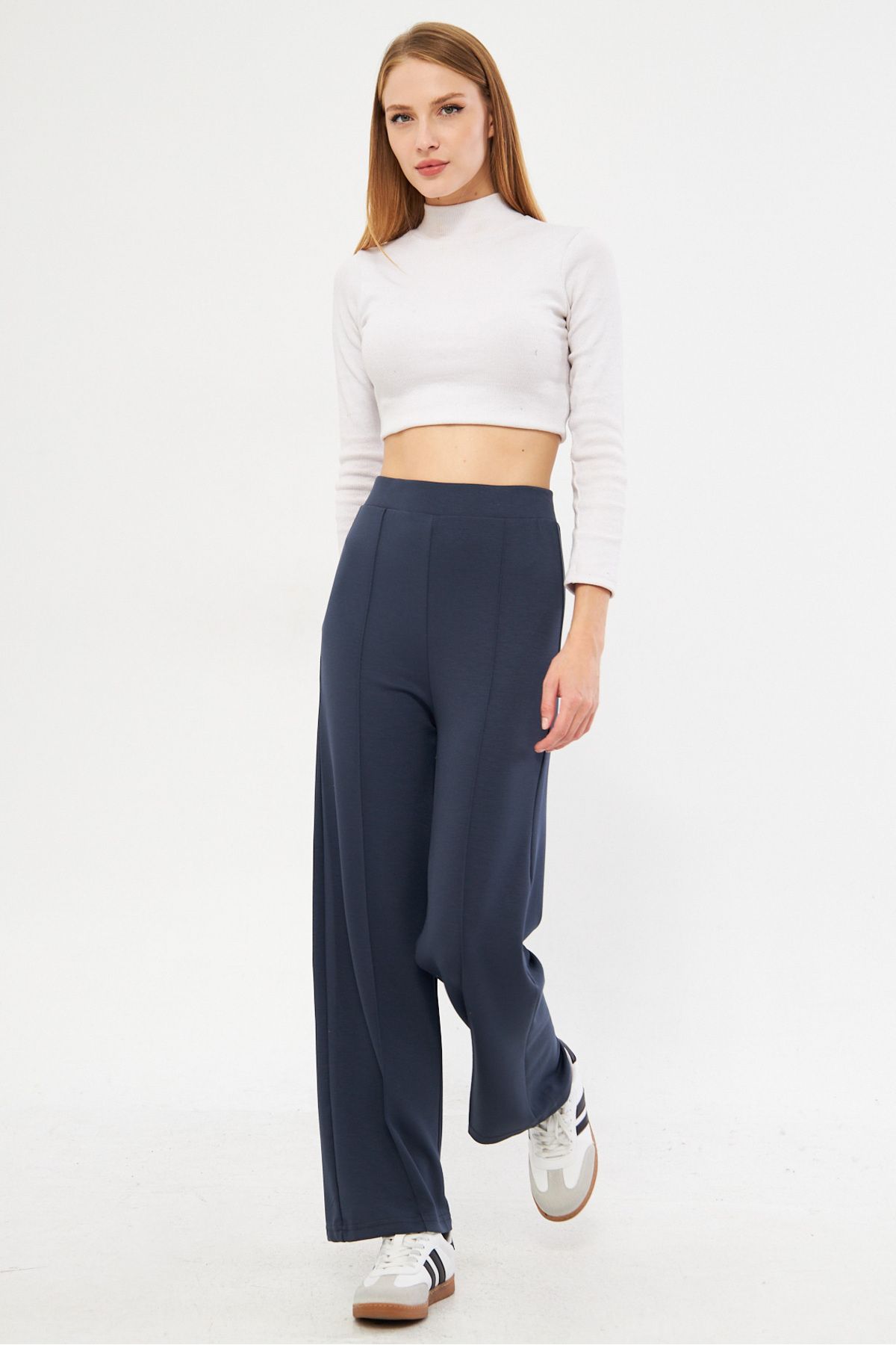 Woman anthracite waist tire front stitched pants ARM-25K024003