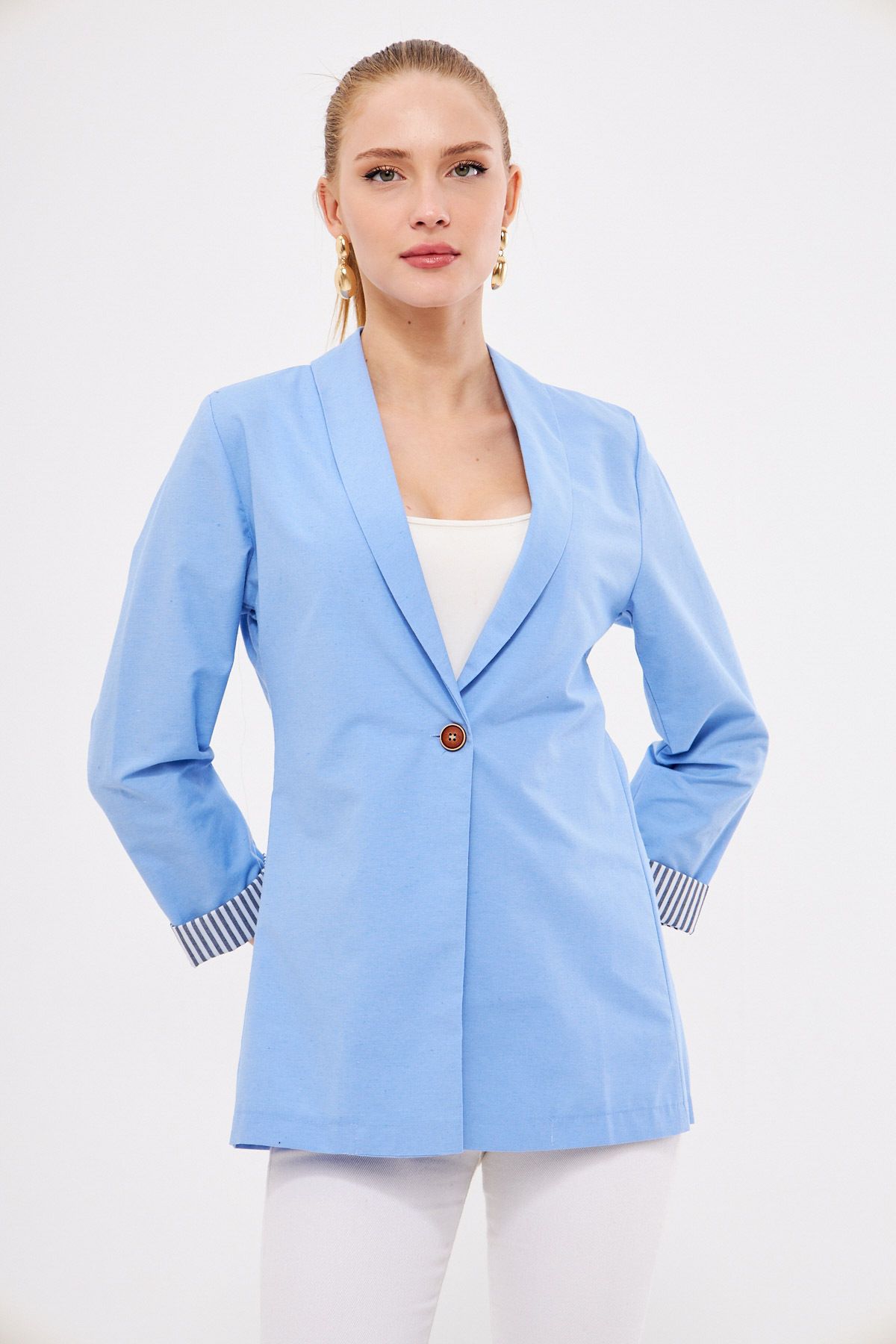 Female Icemavi Sleeve Striped Single button Jacket ARM-22K001122