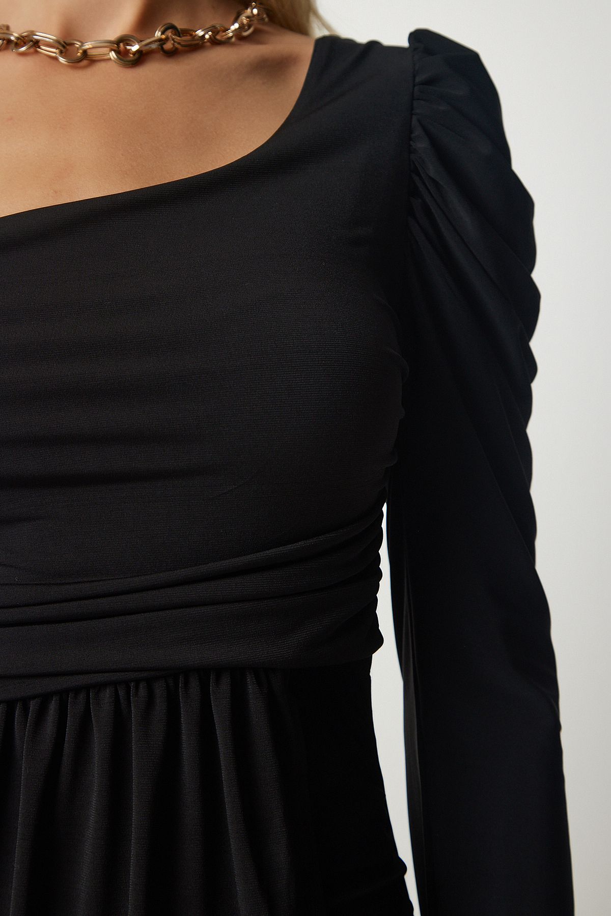 Female Black Drapeli One Shoulder Sandy Dress YK00072