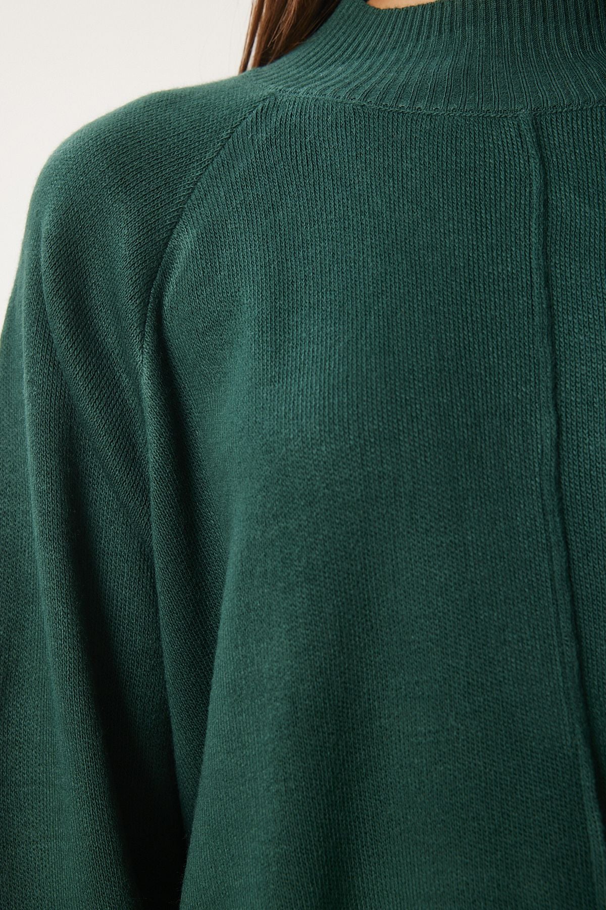 Female emerald green stylish knitwear sweater pants set mu00012