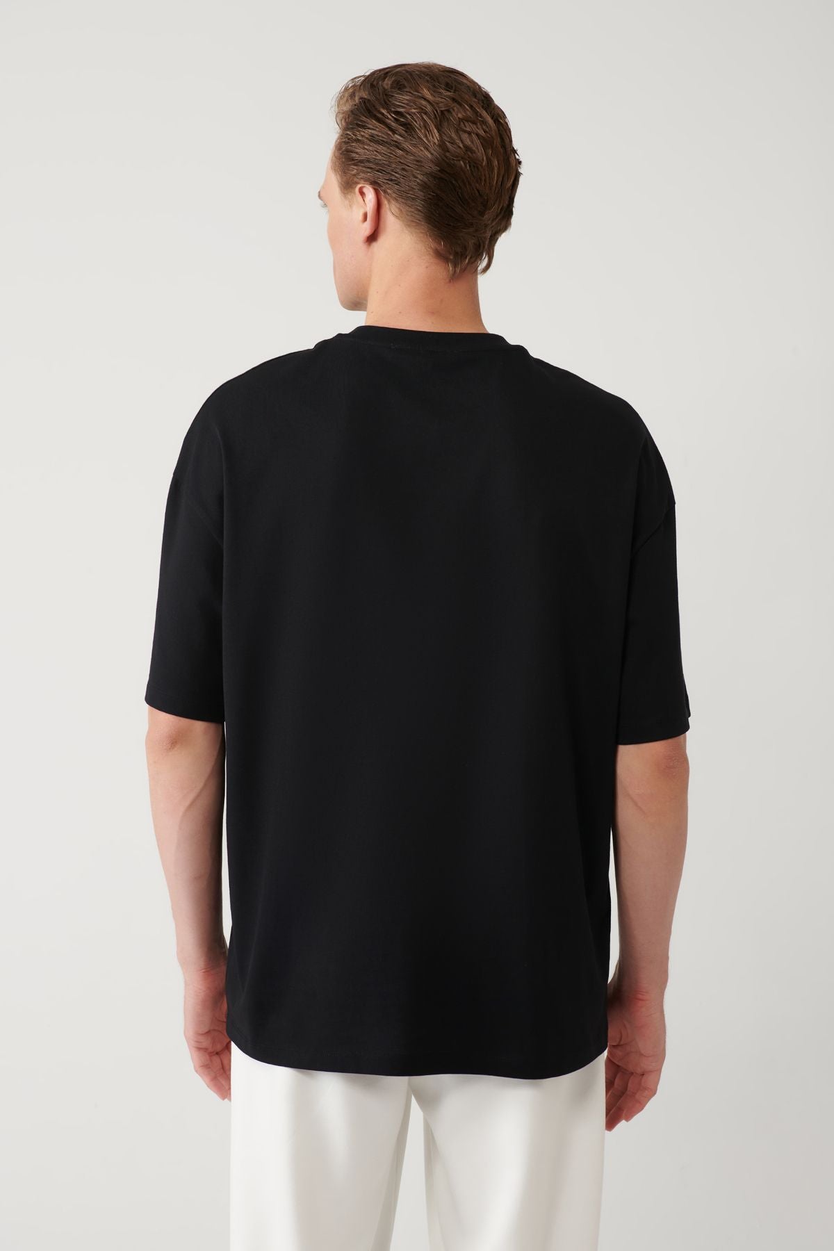Men's black 100 %cotton bike collar printed T-shirt A41y1173