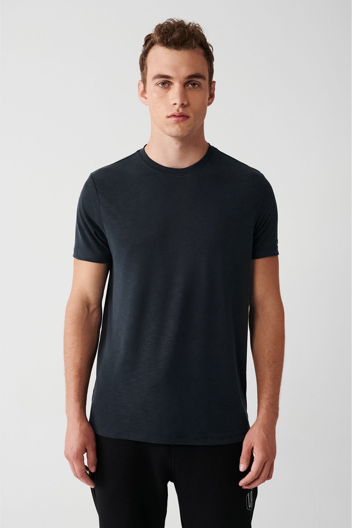Men's anthracit soft touch bike collar printed T-shirt A31y1039