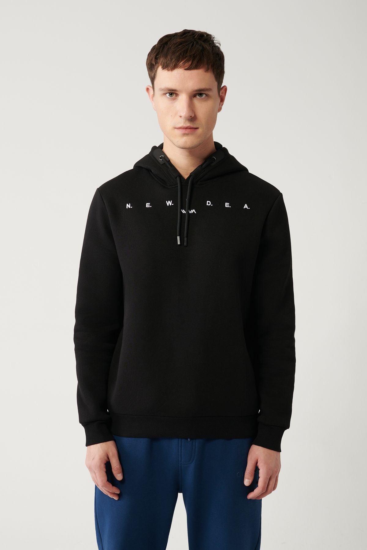 Men's black -chart fabric hooded embroidery Sweatshirt A32y1393