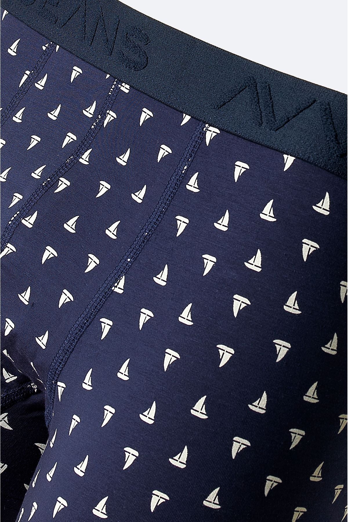 Men's navy blue 3 -printed flexible fabric cotton boxed boxer E009543