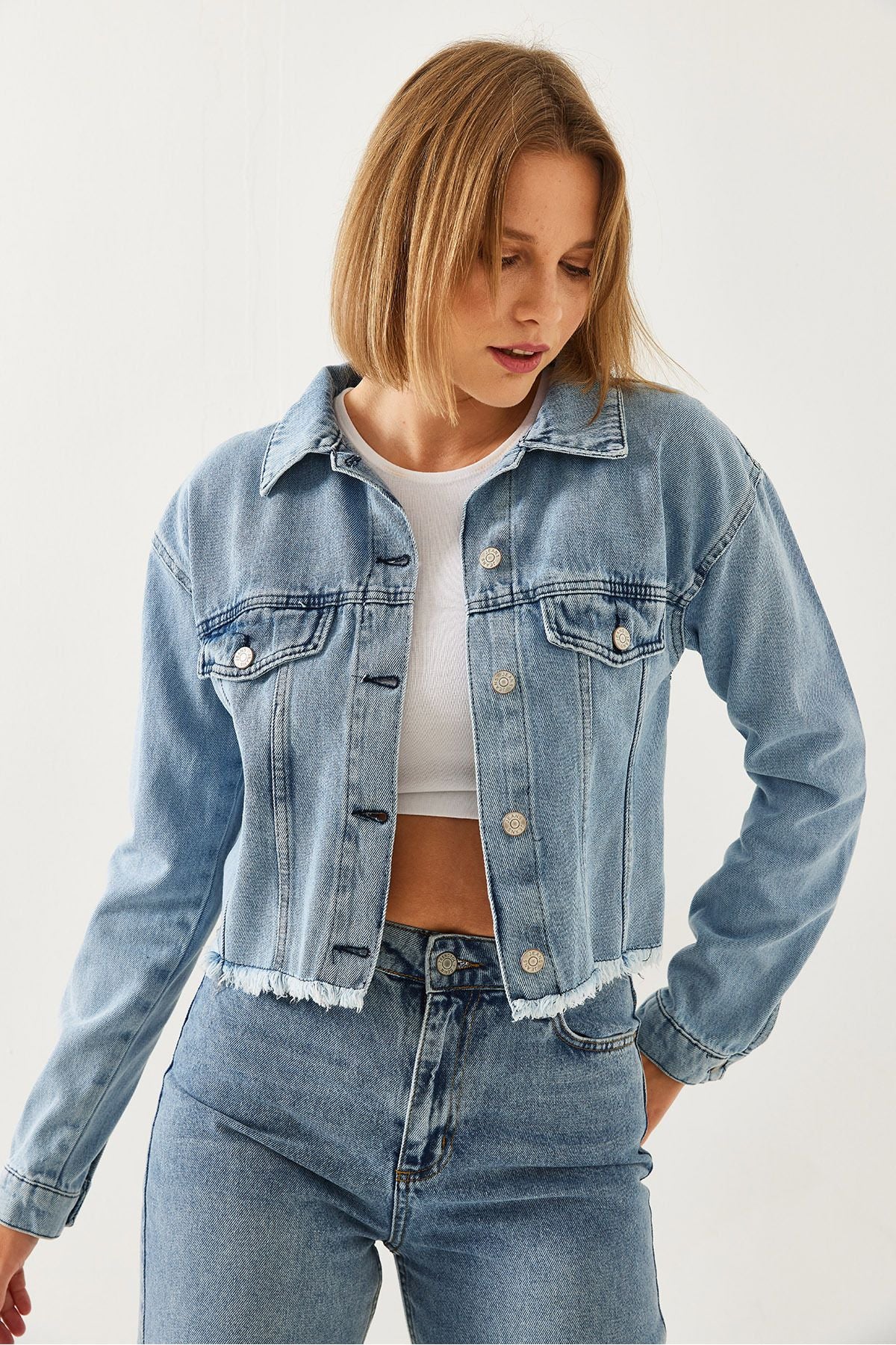 Women's Skirt Tassel Detail Denim Jacket 2435 60351171