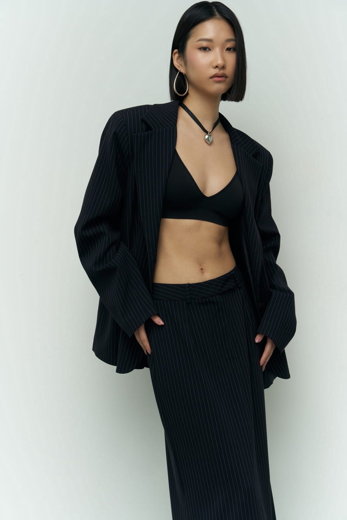 Bruno striped navy blue blazer