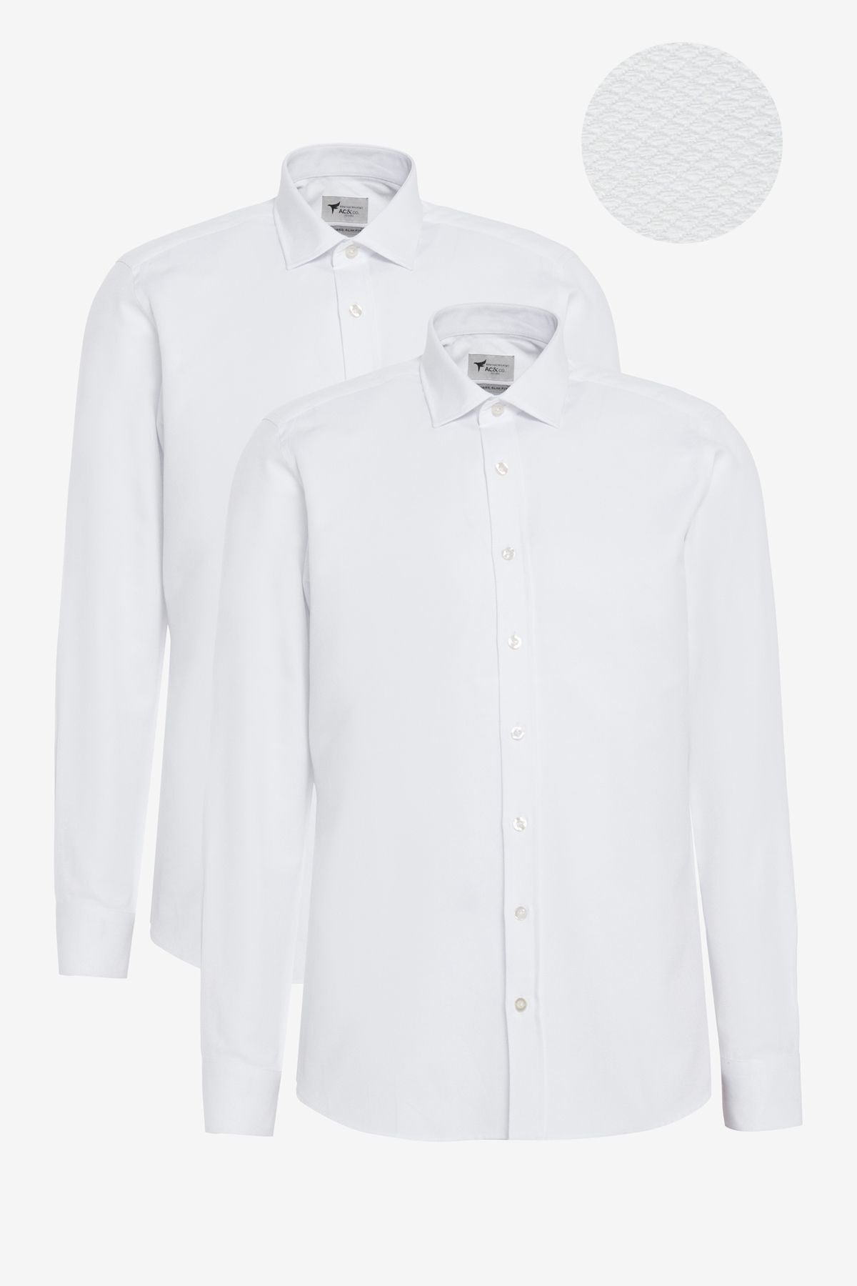 Men's White Slim Slim Fit Narrow Cotton Classic Collar Amelor Shirt with Cotton Cotton