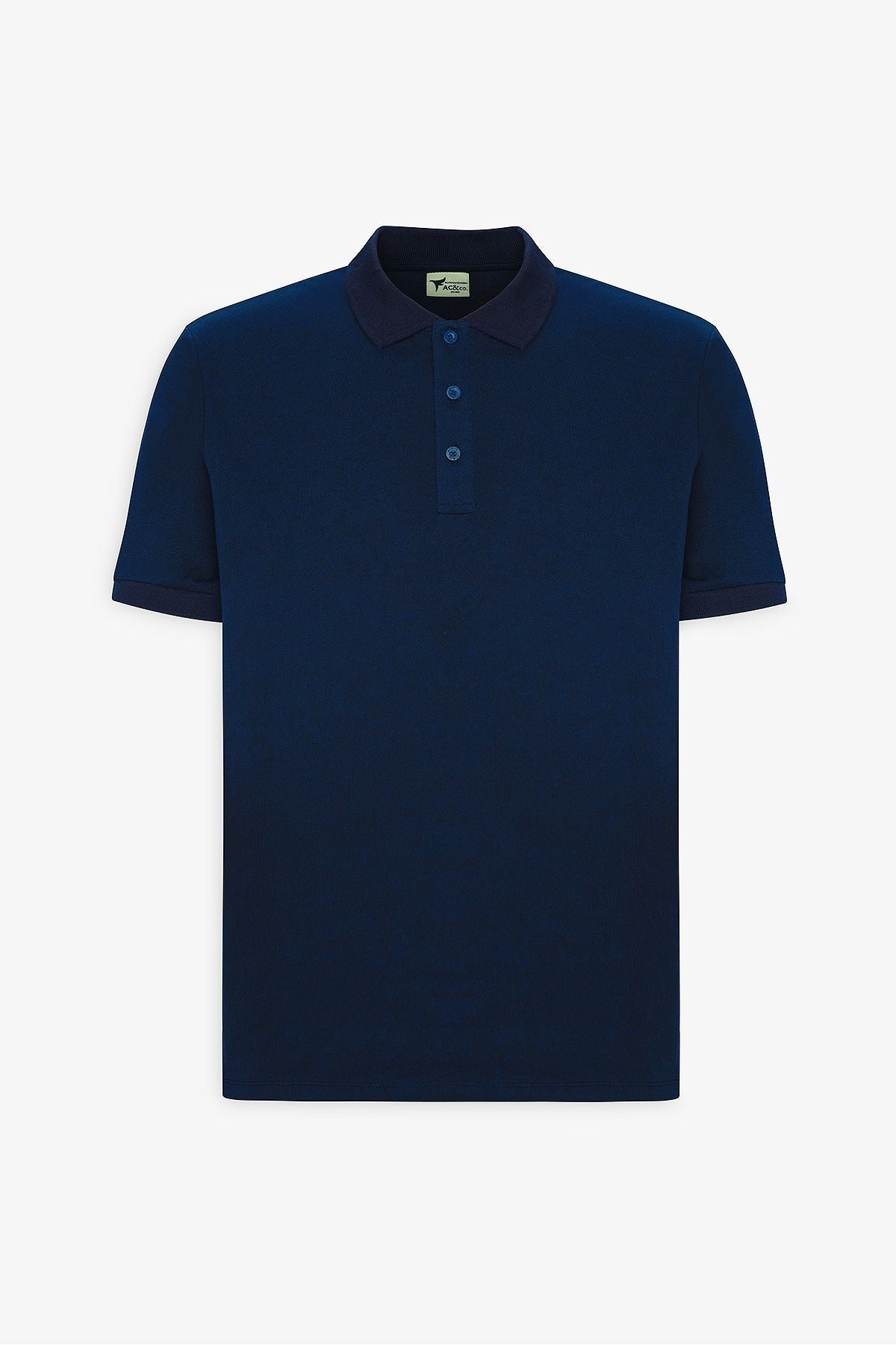 Erkek Çekmeyen Pamuklu Kumaş Slim Fit Dar Kesim Lacivert Kıvrılmaz Polo Yaka Tişört