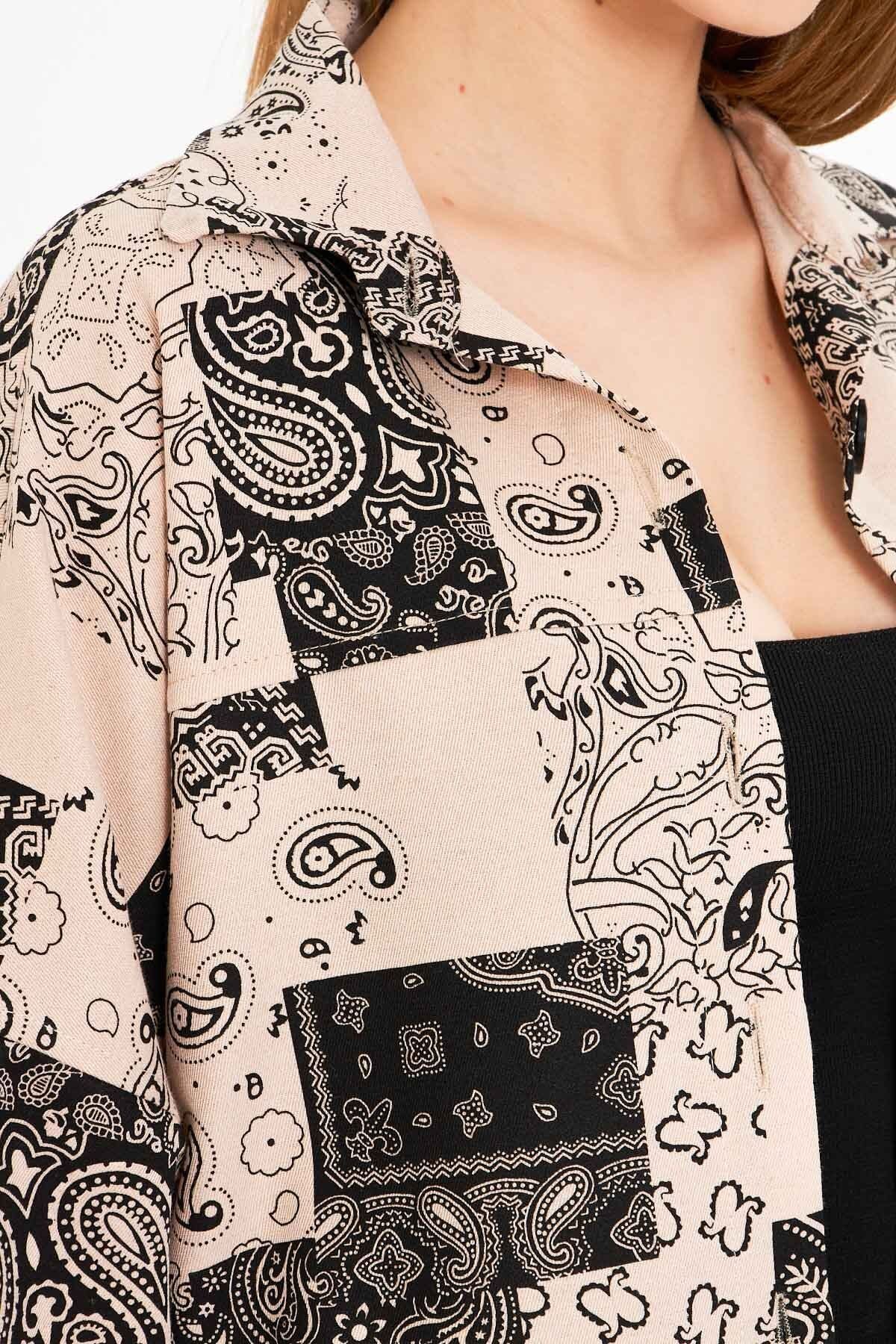 Women's Stone Patterned Pocket Detail Shirt Jacket ARM-25K001071
