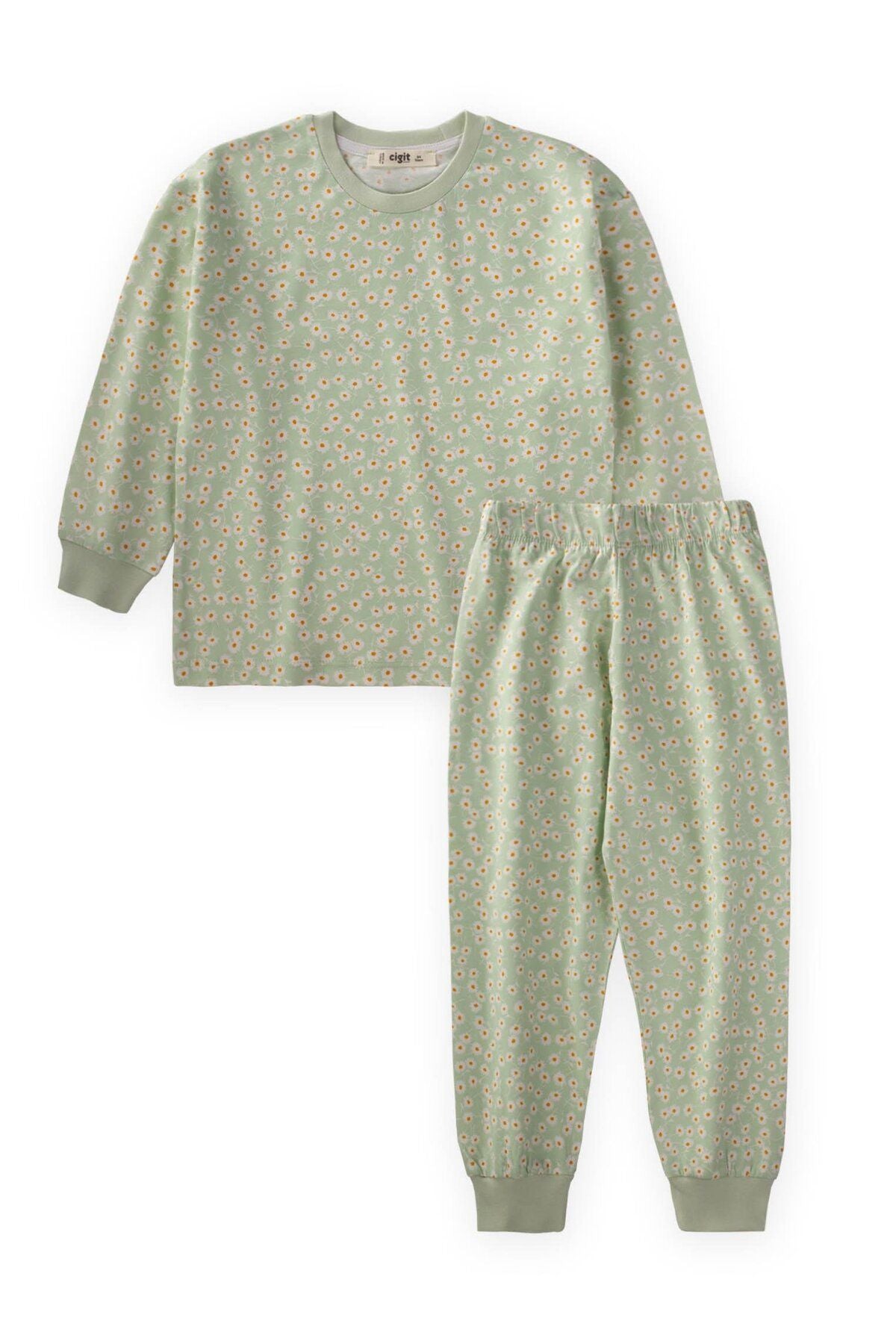 Patterned seasonal pajama set 3-12 age mint green