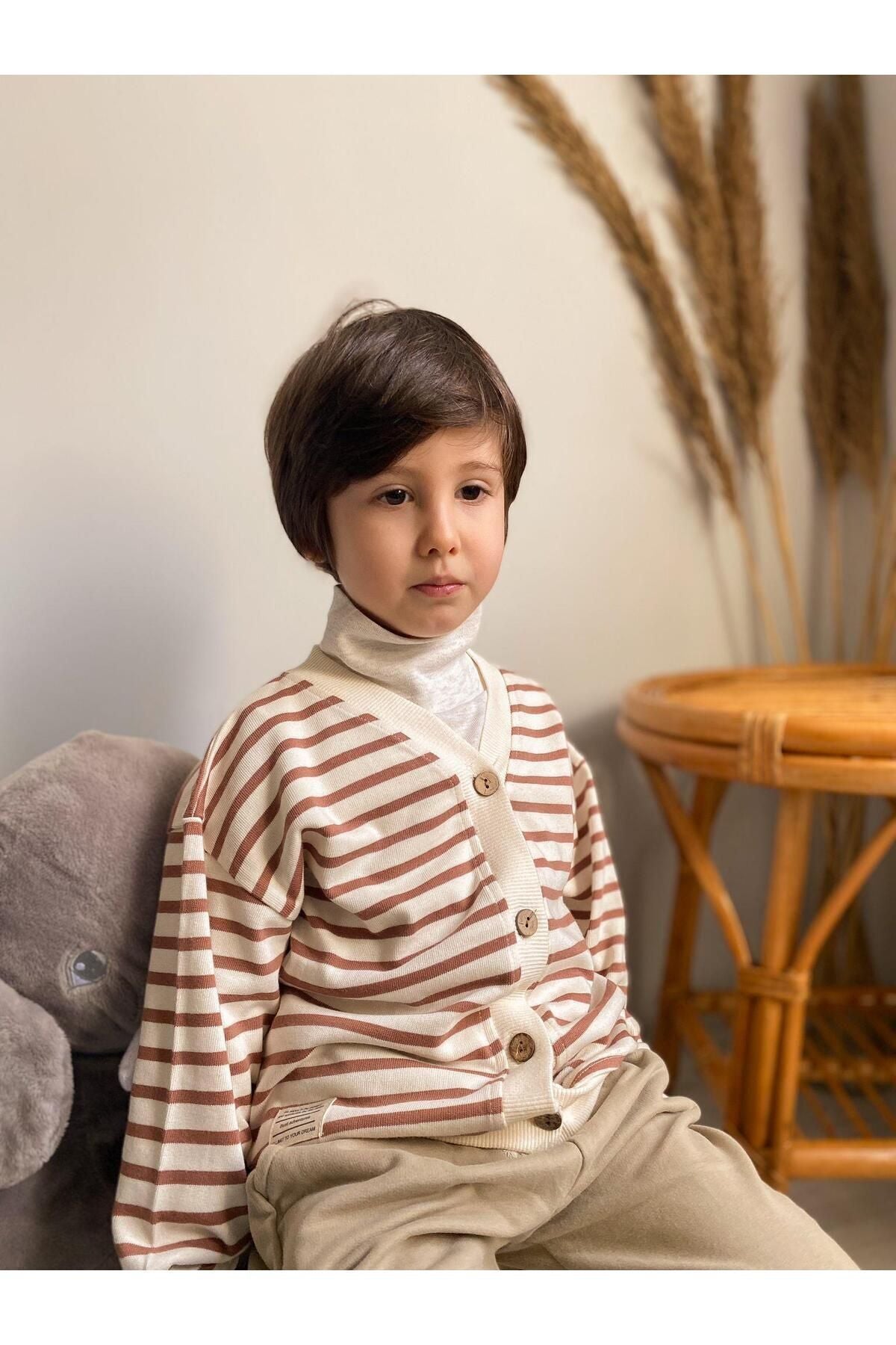 Striped cardigan 2-10 years brown