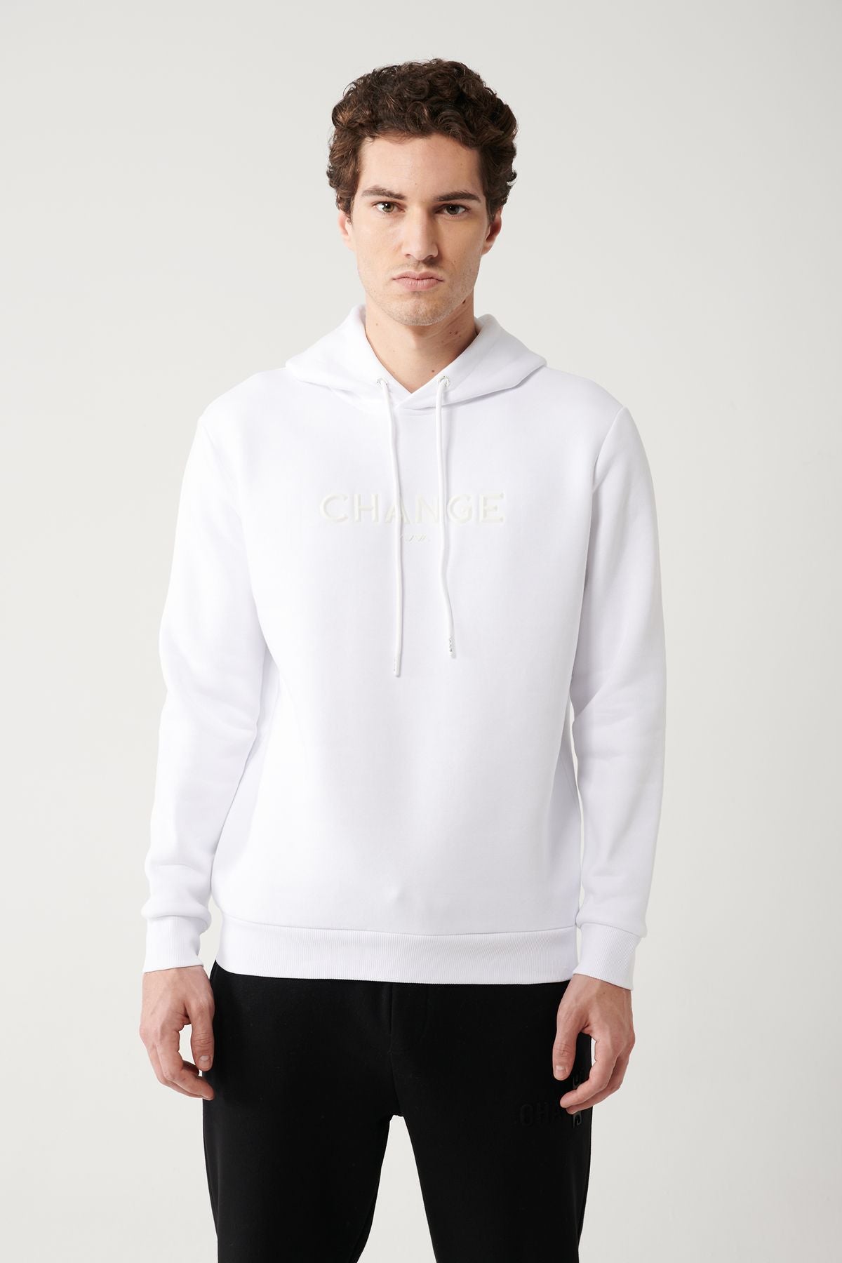 Men's white hooded 3 -IP Shardon Printed Sweatshirt A32Y1240