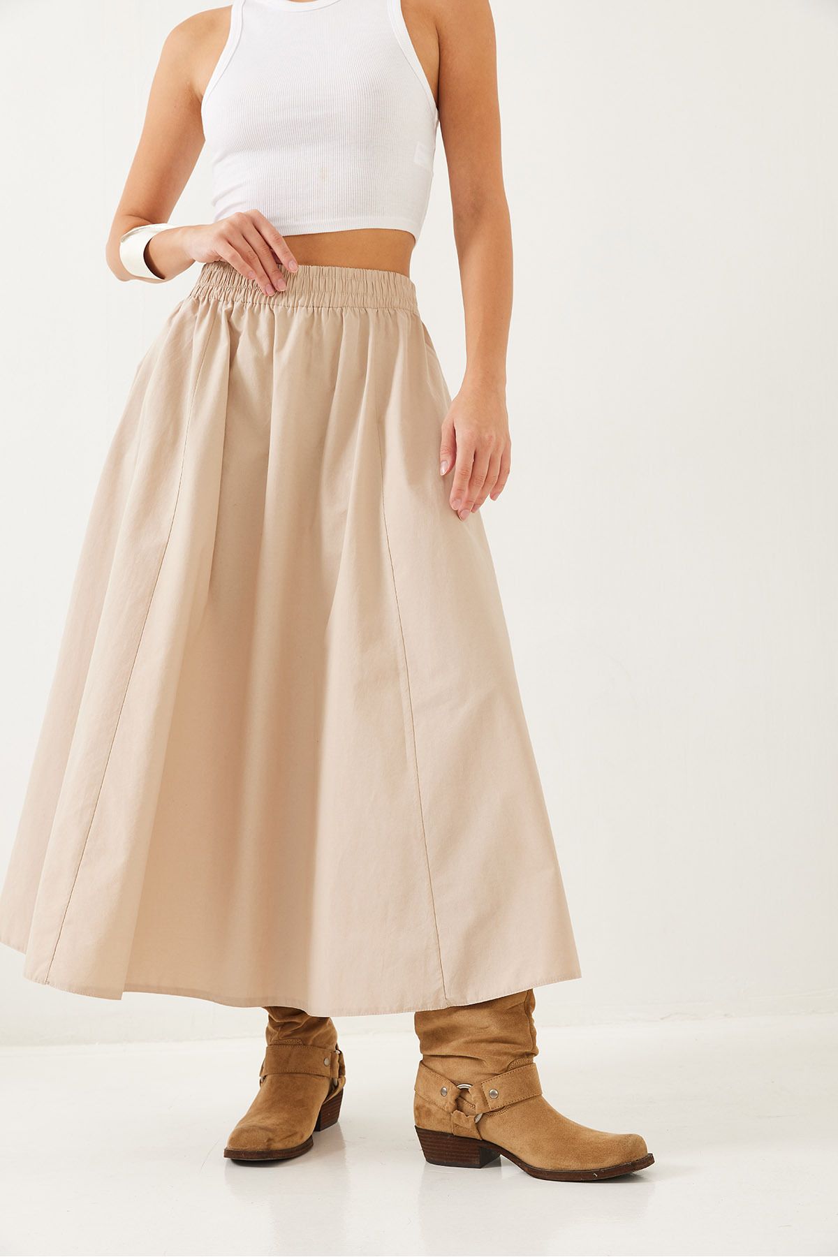 Women's pocket detailed waist tire parachute balloon skirt 60251891
