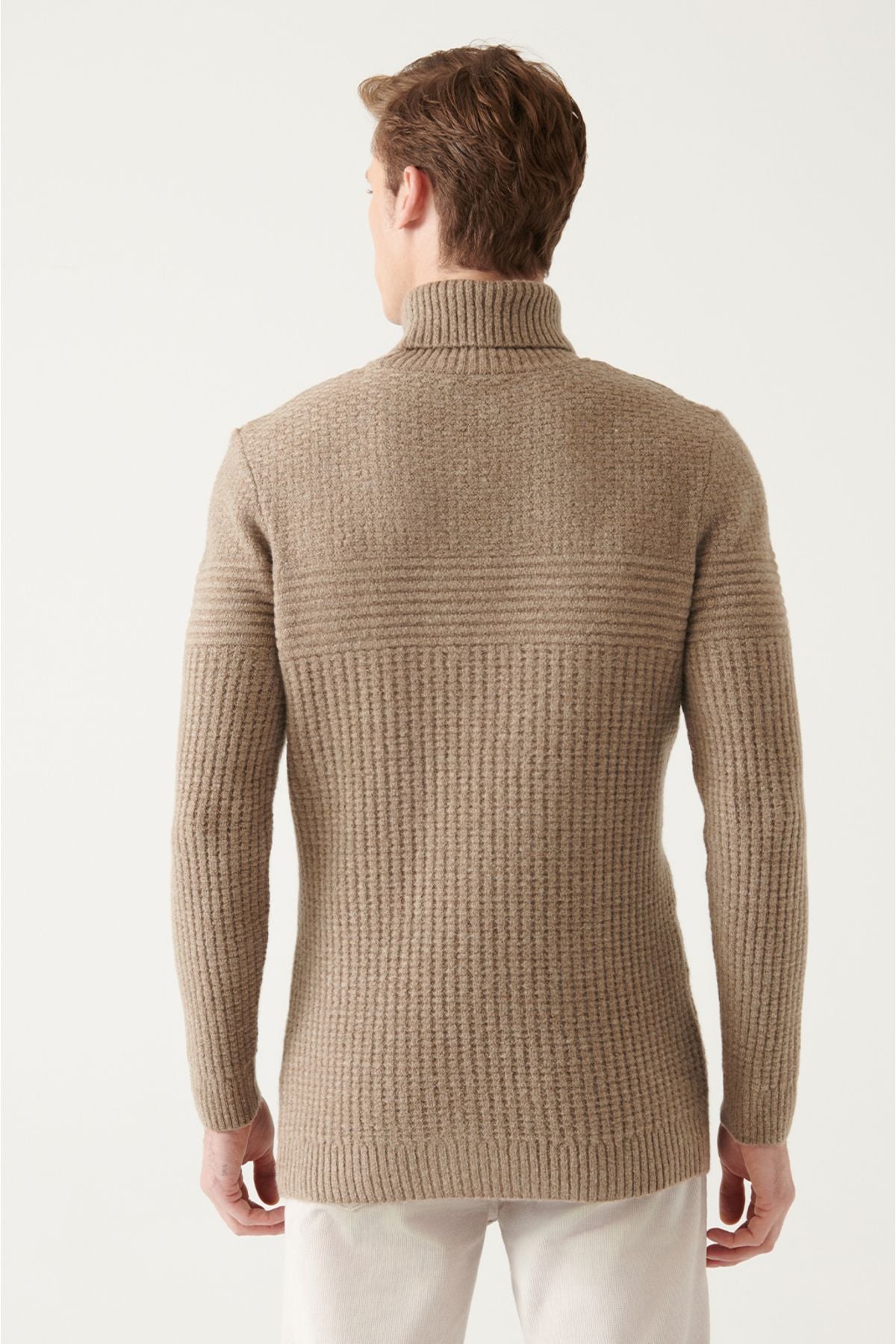 Men's Mink Full Fisherman Collar Tissue Knitwear Sweater A22Y5023