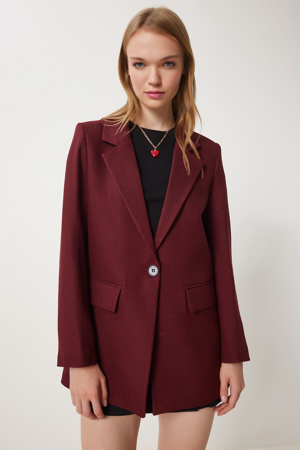 Woman Bordeaux Paddy Woven Blazer Jacket HL00005