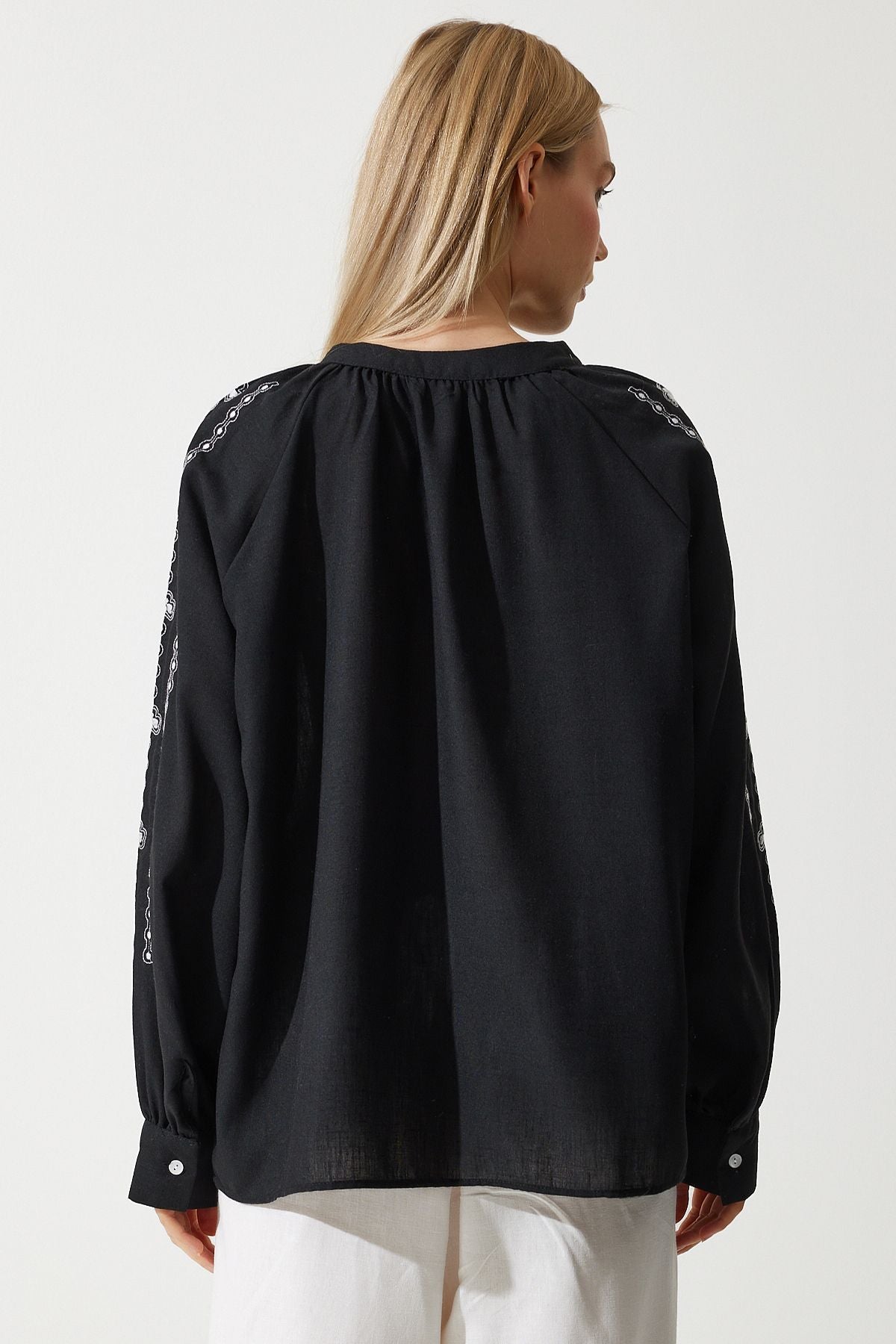 Female Black Embroidered Oversize