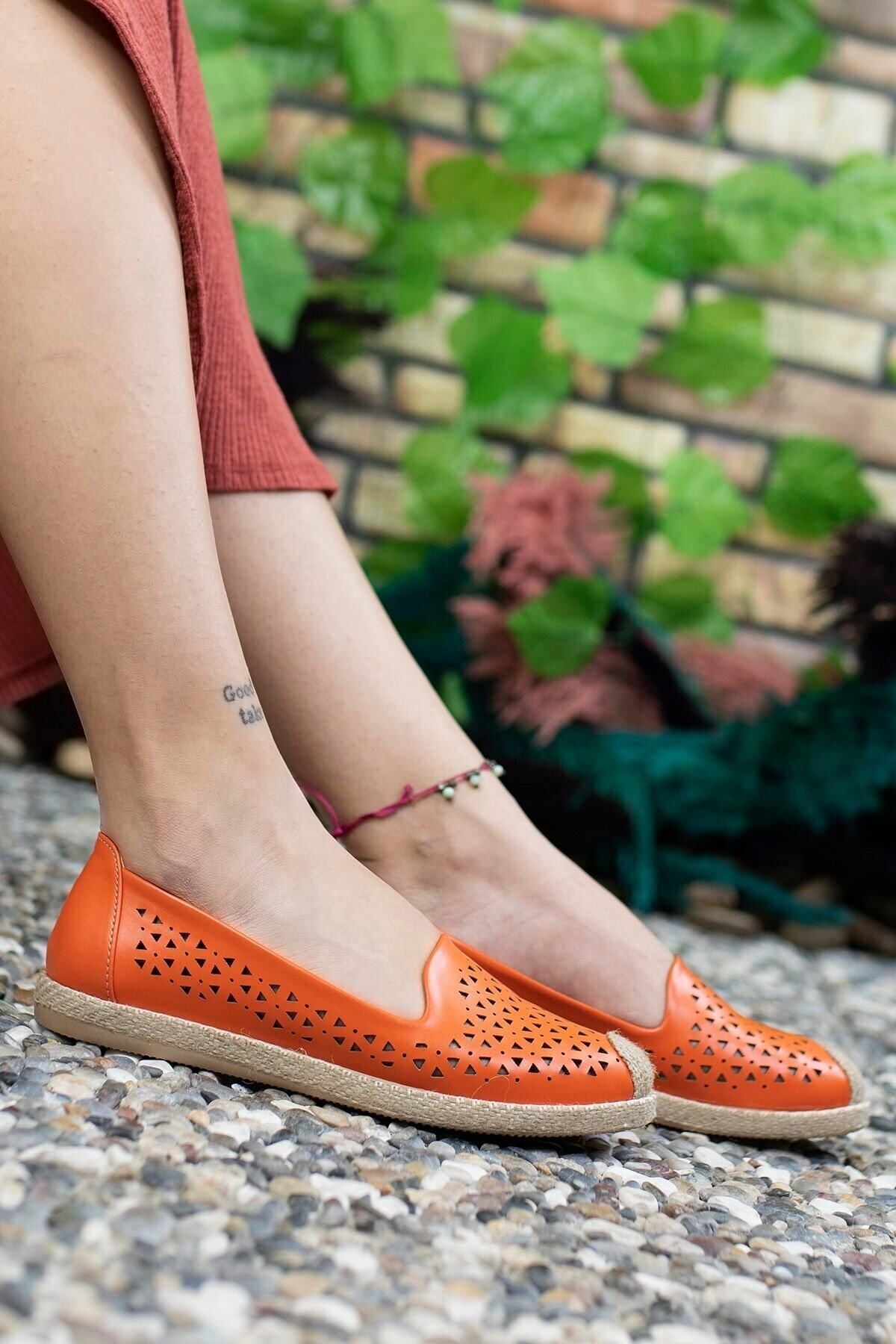 Women's Orange Wicker Detail Daily Shoes 0012110