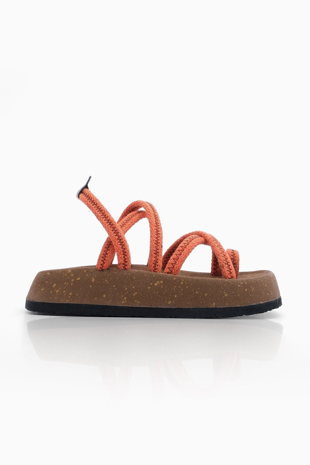 Female mushroom floor patterned cotton rope flip -tack cross -band daily sandals orange