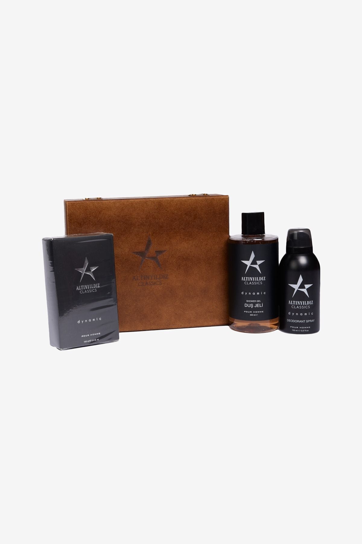 Men's DynamIC EDP Perfume-Deodorant-Forest Gel Wooden Box Set (100 ml 150 ml 400 ml) groom bundle