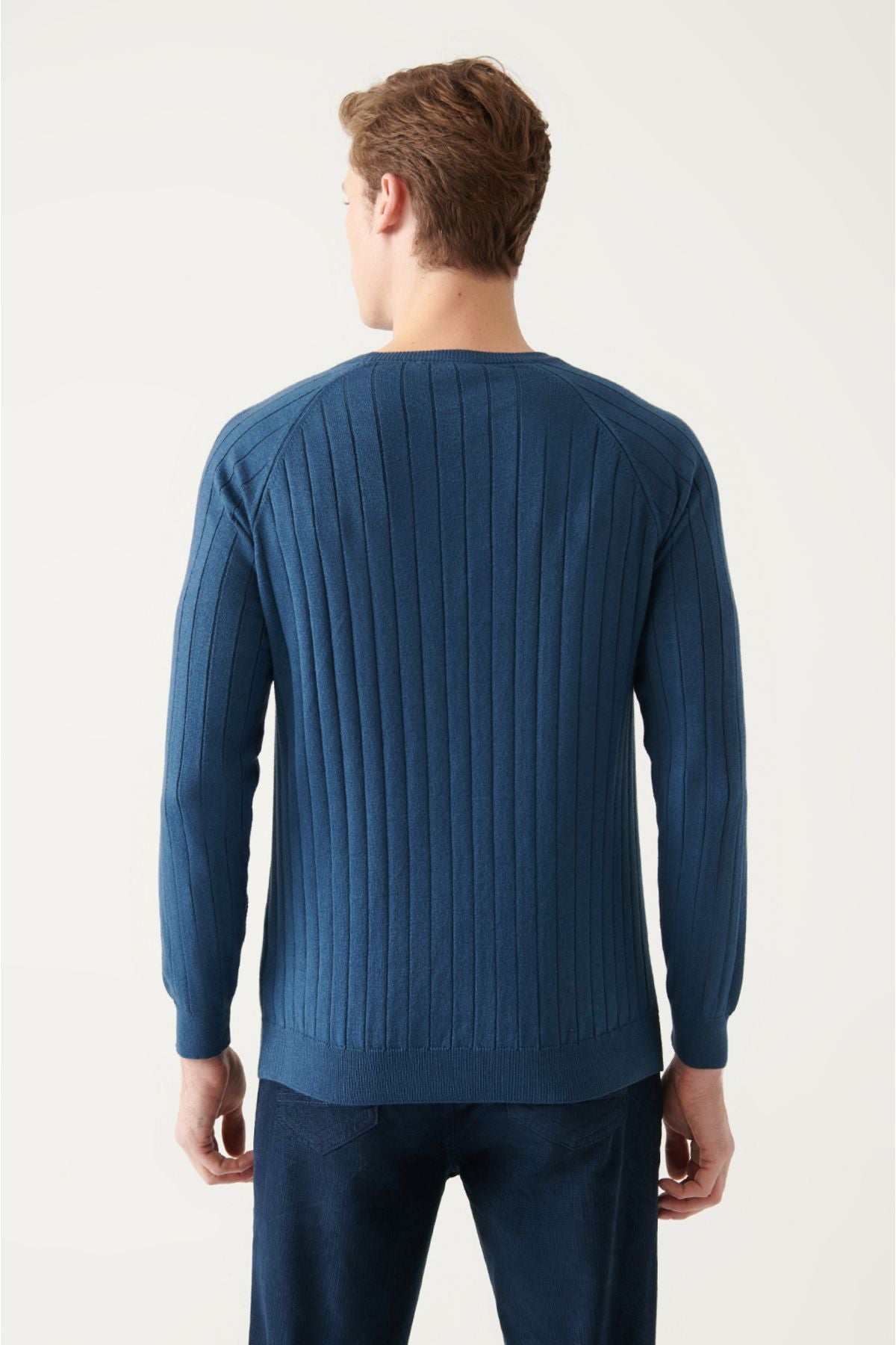 Men's Indigo Bicycle collar Jacquari Knitwear A22y5179