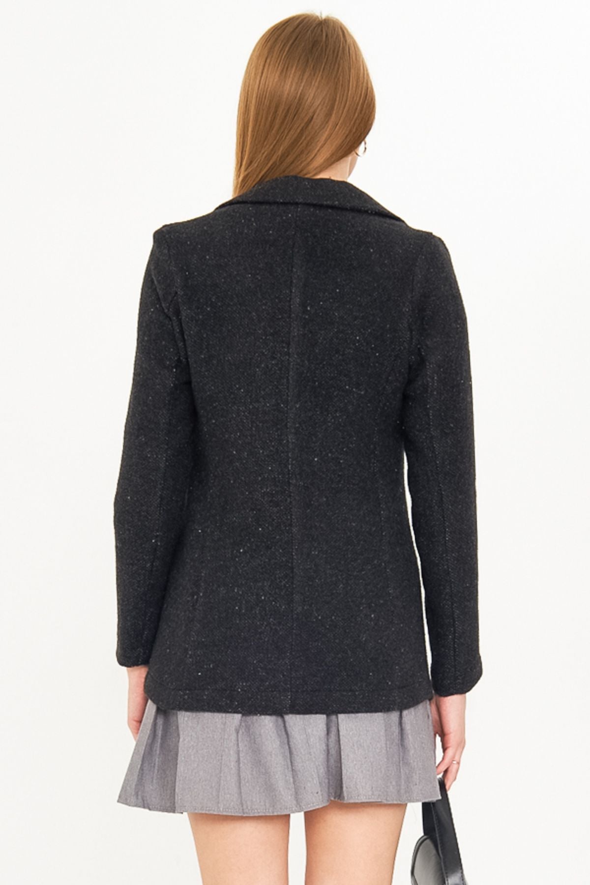 Woman Black Single button Stamp Jacket ARM-25K001082