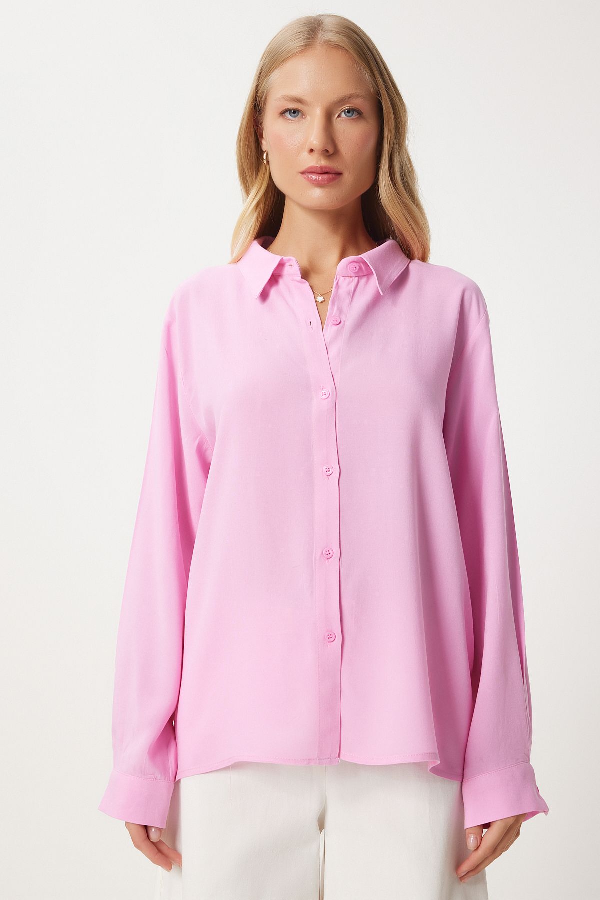 Woman pink comfortable mold viscose shirt to00153